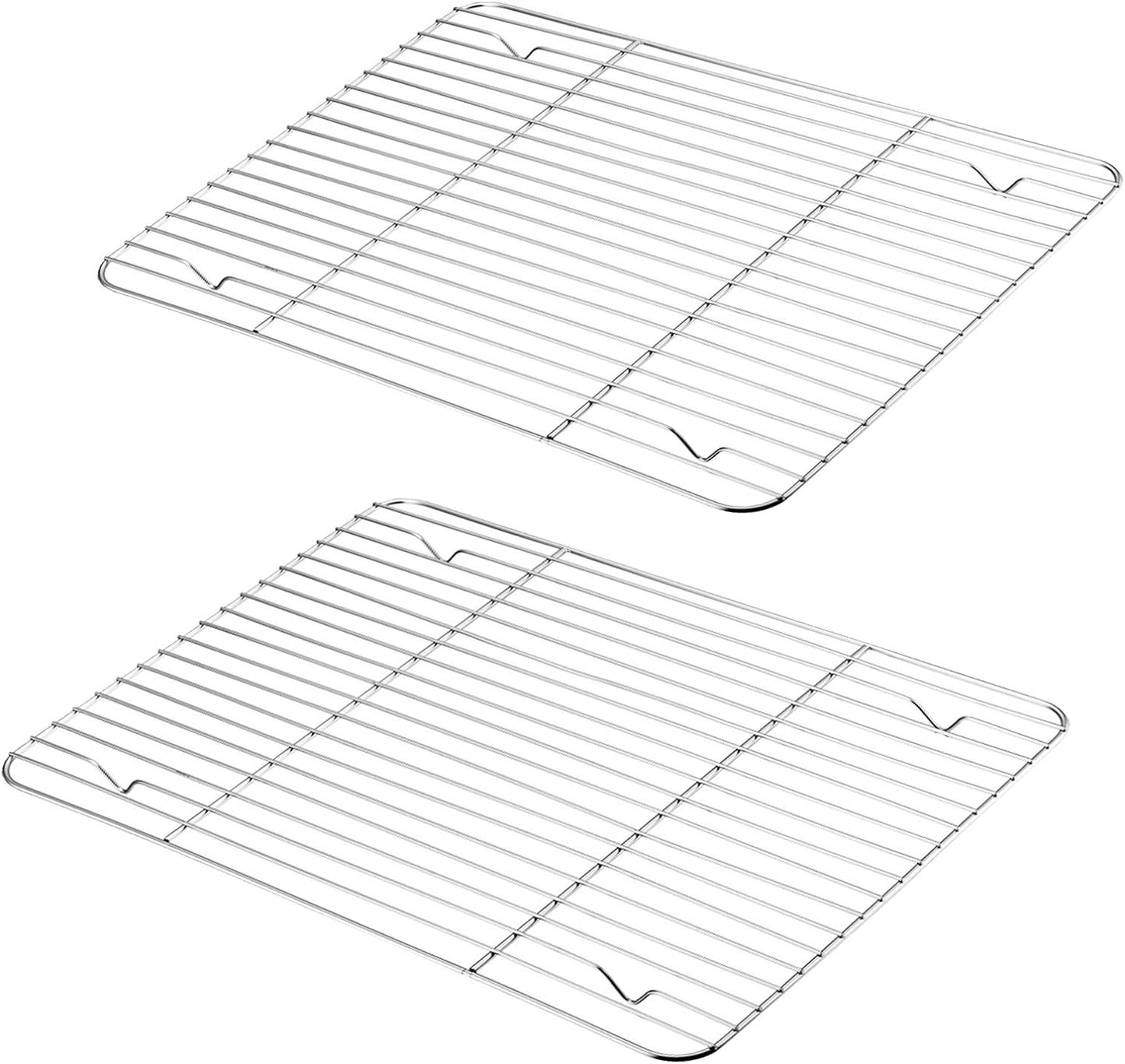 P&P CHEF Cooling Baking Rack Pack of 2, Stainless Steel Cooling Racks for Cooking Baking Roasting Grilling Drying, Dense Wires & Smooth Edge, Easy to clean, Silver, 15.3" x 11.25"