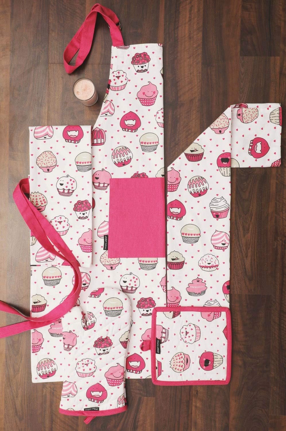 AMOUR INFINI Pot Holders and Oven Mitt Heat Resistant Non Slip Reusable Set of 1 Oven Mitt and 1 Pot Holder Oven Gloves Pot Holder for Cooking