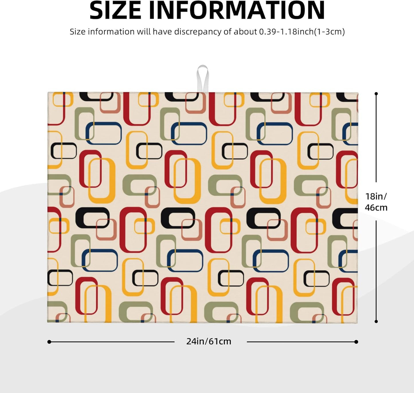 Mid Century Modern Retro Kitchen Drying Mat Vintage Decorative Microfiber Dish Drainer Mat for Kitchen Counter Absorbent Reusable Washable 18x24 Inch