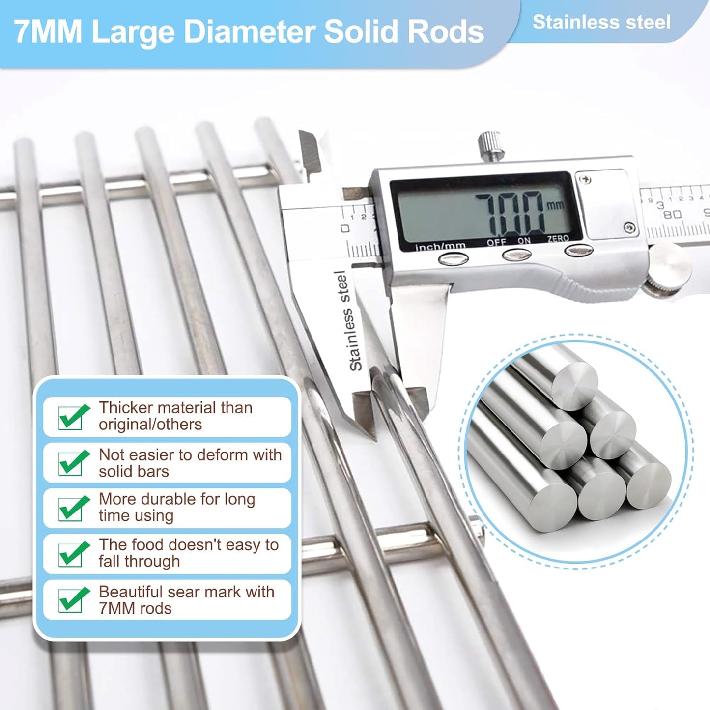 17 3/4” Stainless Steel Heat Plate and 19.25" Cooking Grids for Jenn Air 720-0336,720-0337,720-0511, 720-0512, 720-0339 Gas Grill,Grates Replacement For JennAir Grill