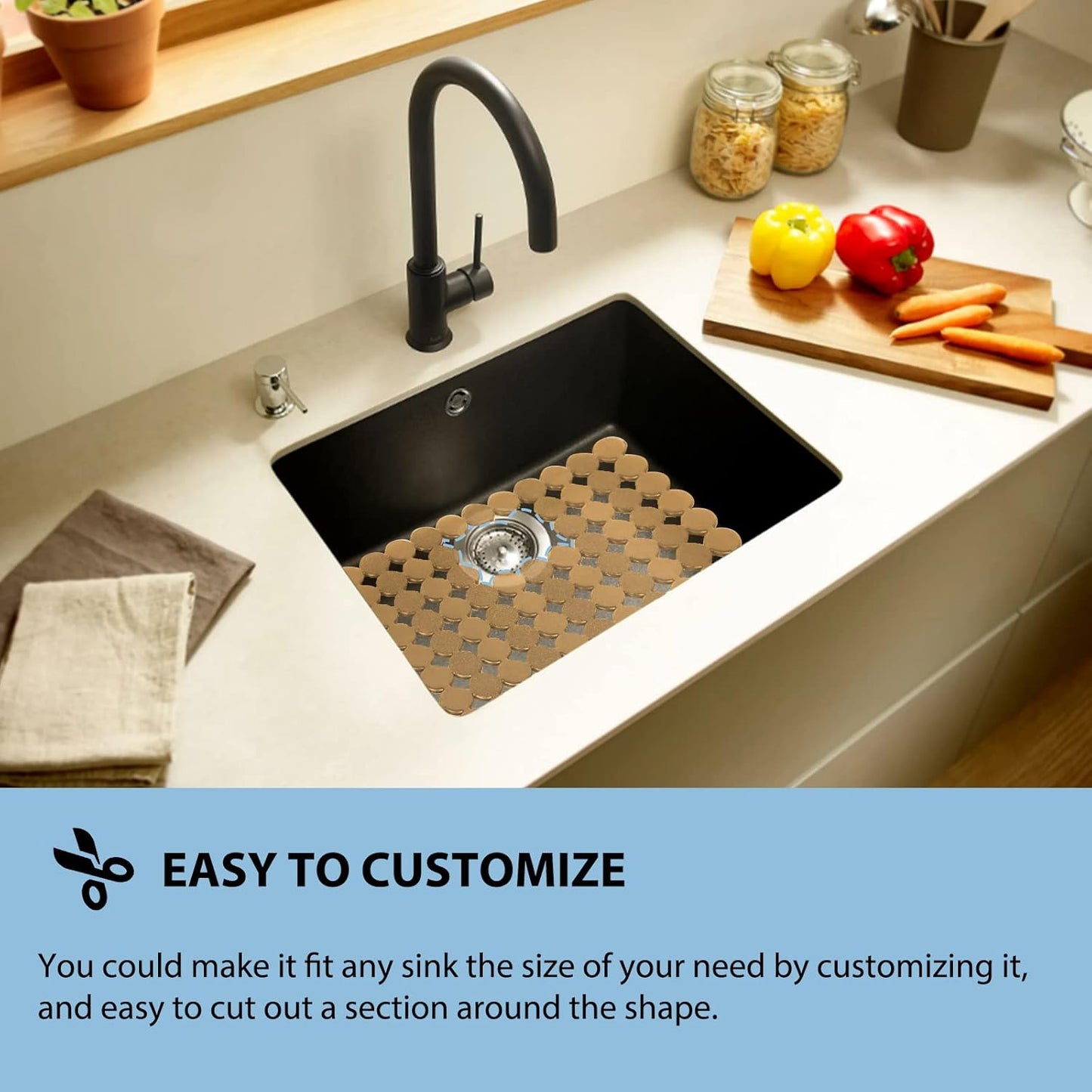 2Pack Adjustable Sink Protector Mats - Stainless Steel, Fast Draining - Perfect for Dishes & Glassware - Easy to Clean & DIY Cut