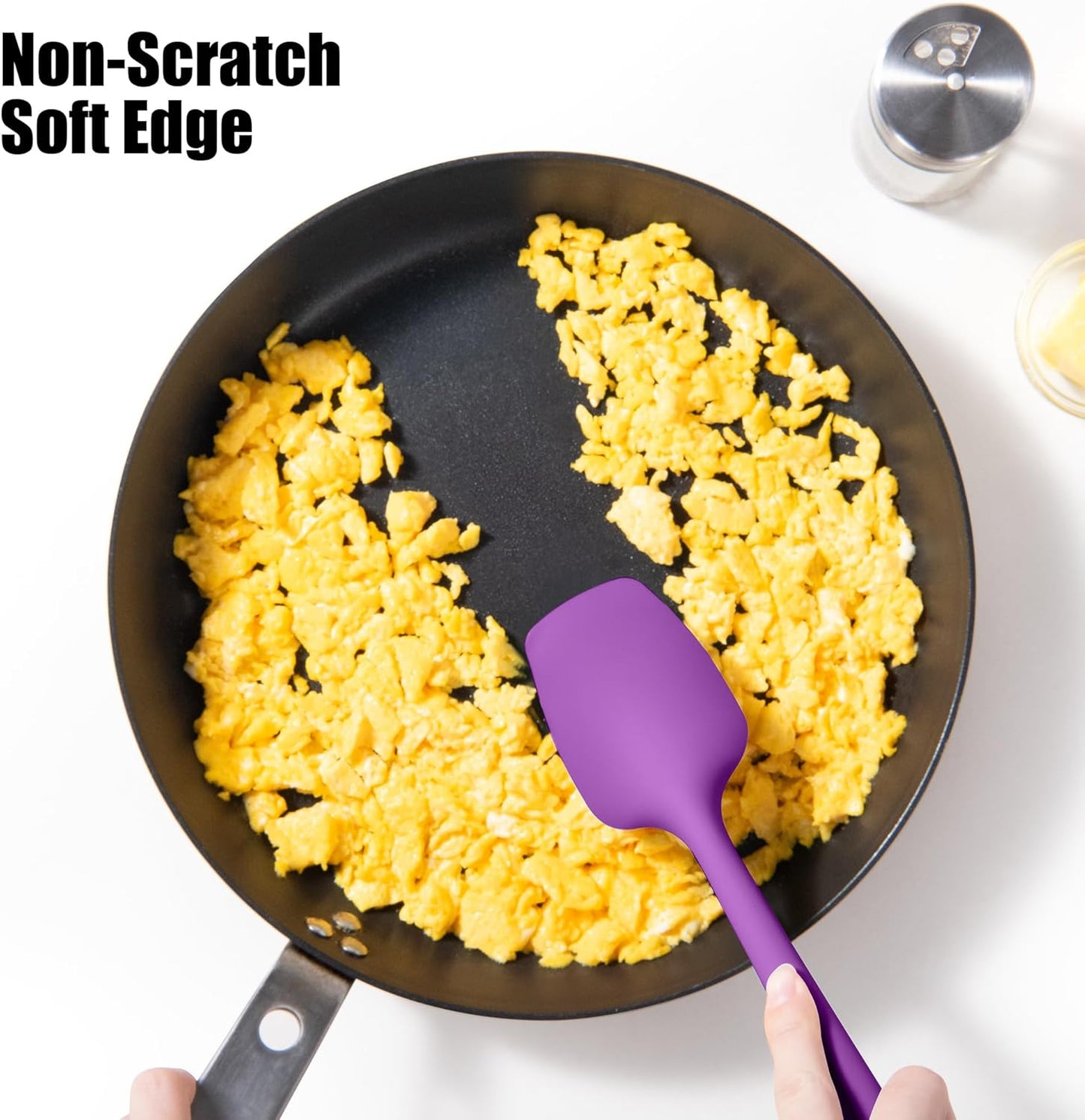 4-Piece Silicone Spatula Scrapers: Doosu 600°F Heat Resistant Food Grade Kitchen BPA Free Rubber Baking Cooking Tool Nonstick Utensil Set for Mixing, Scraping, Folding, Stirring, Serving (Multi-5)