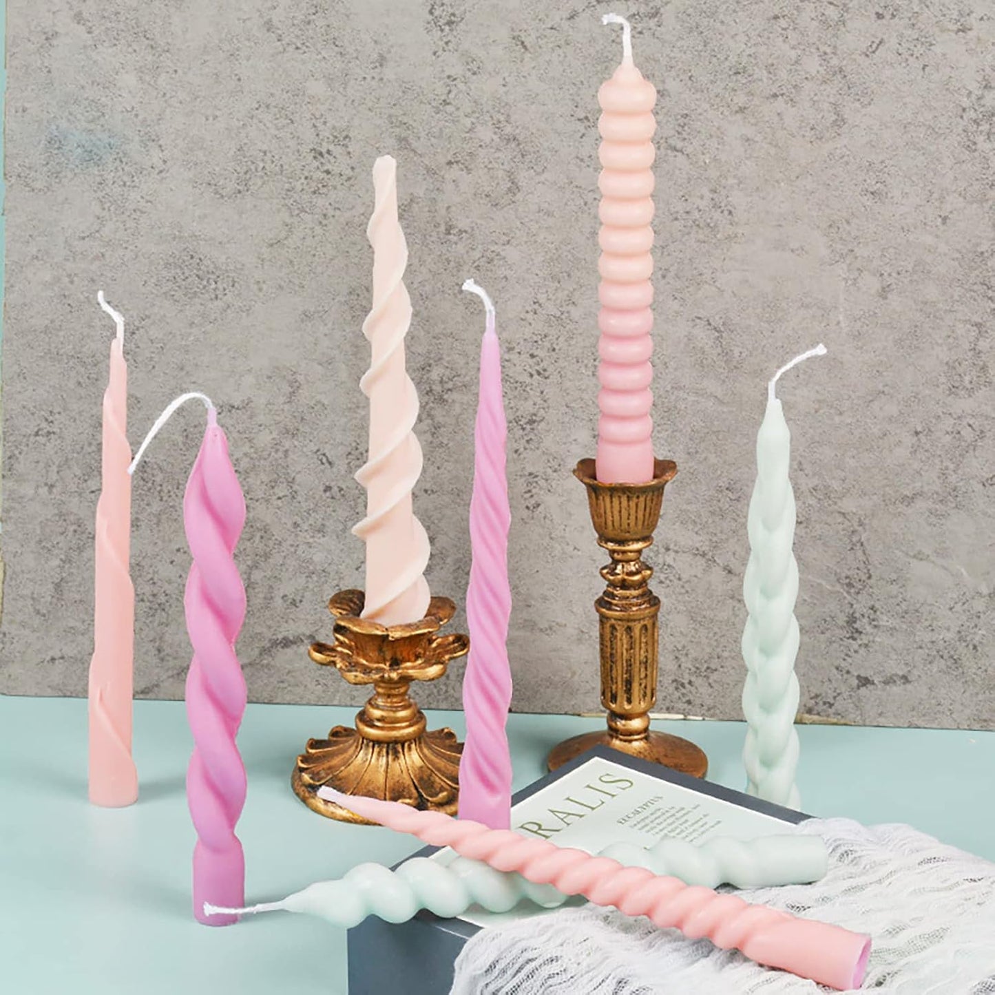 8-Piece Spiral Candle Molds - Cylinder, Pillar, Clay & Resin Casting Molds for Craft Supplies