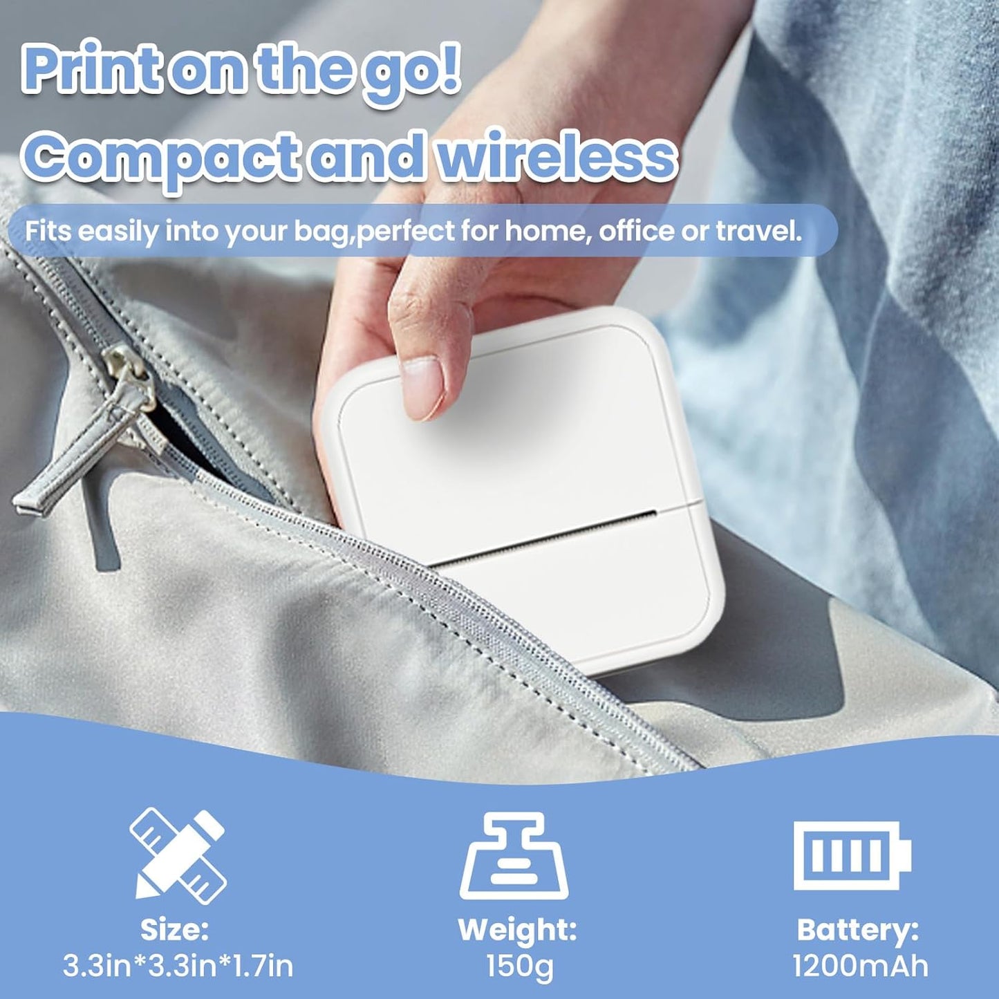 Sticker Printer, Thermal Label Maker Mini Sticker Maker with 4 Roll Paper Bluetooth Inkless Sticker Maker Machine for Home, Office, School, DIY Creations, Sticky Scrapbook, Lists