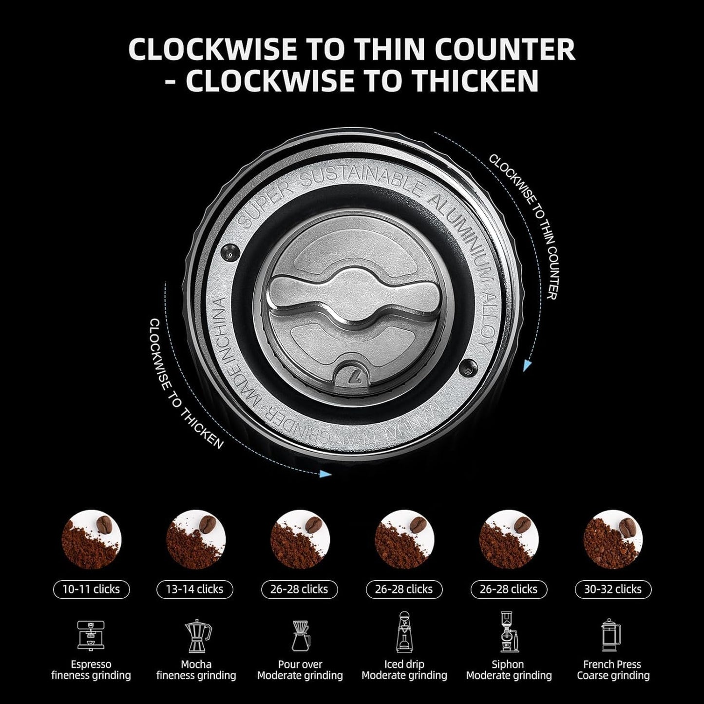 Z3 /Z3pro Coffee Bean Grinder, Hand Grinder with 6-Core CNC Stainless Steel Conical Burr,Double Bearing Positioning for Espresso,Pour Over,FrenchPress,Moka,Americano (Gray, Z3PRO)