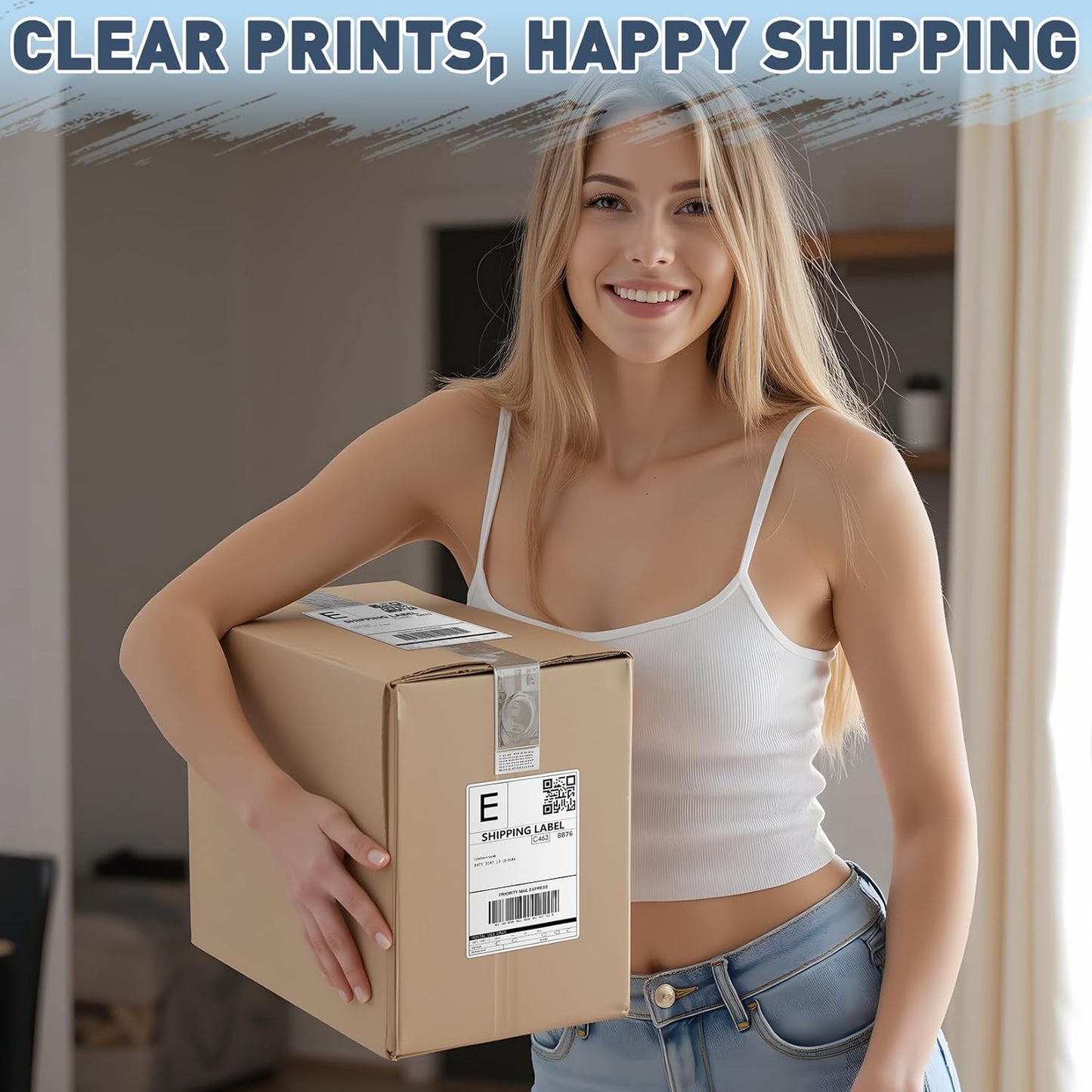 JTIEO Shipping Labels 4" x 6" Thermal Labels 1000 Fanfold Direct Thermal Label Printer Paper, Perforated White with Permanent Adhesive, Compatible with Most Thermal Printers.