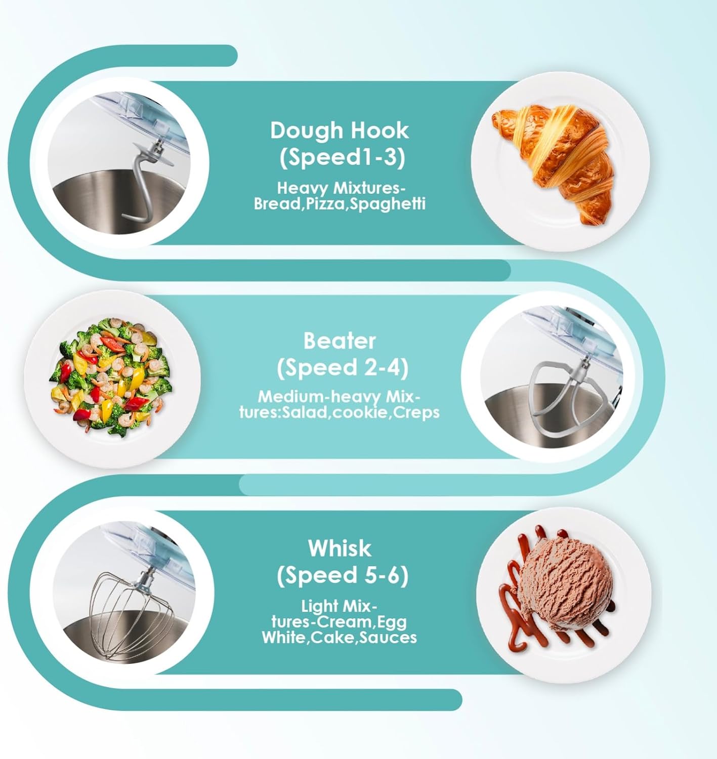 Kitchen in the box Stand Mixer, 900W 8.5QT Kitchen Electric Mixer, 6-Speed Large Capacity Food Mixer for Home Cooks with Egg Whisk, Dough Hook & Flat Beater (Blue)