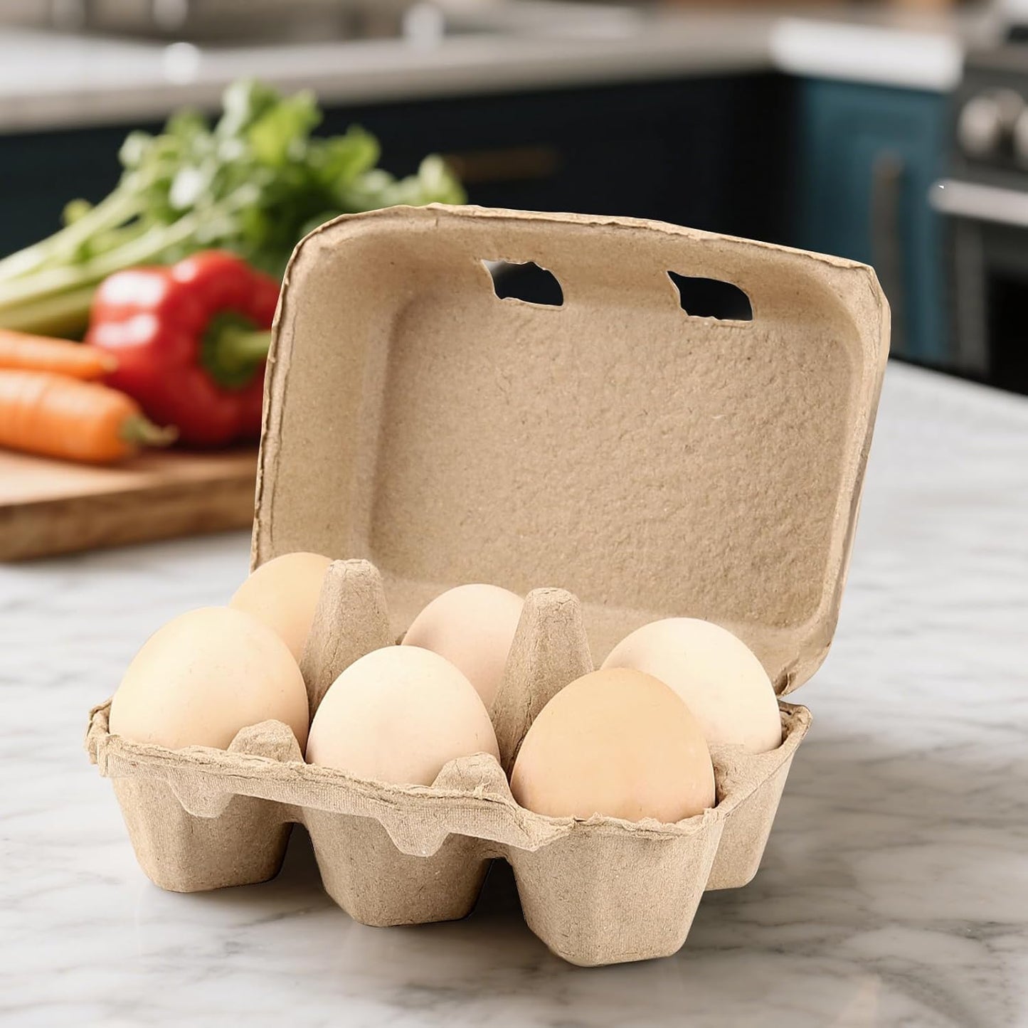 50 Pack Empty Egg Cartons Bulk,6 Count Pulp Fiber Egg Tray Holder Eggs Storage Containers for Family, Farm