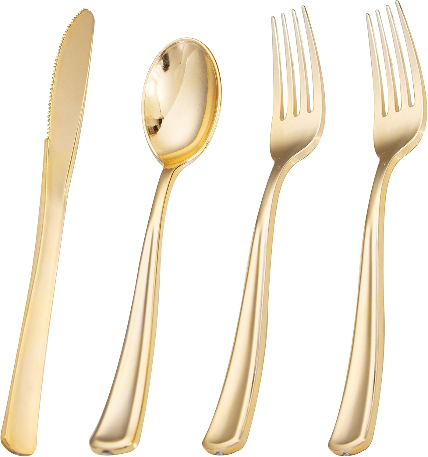 Liacere 200Pcs Gold Plastic Silverware-Gold Plastic Cutlery - Disposable Silverware include 100 Forks 50 Spoons 50 Knives Perfect for Parties&Weddings&Restaurants&Thanksgiving
