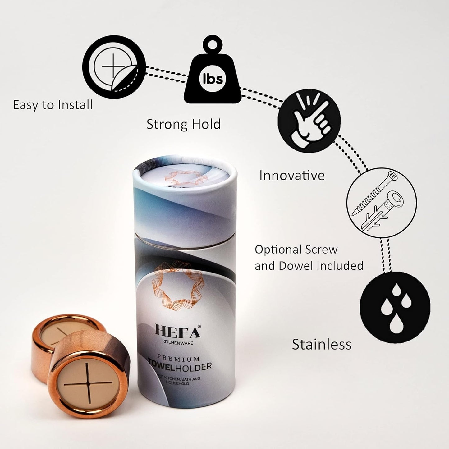 HEFA Towel Holder, Towel Hooks, Dish Towel Holder, Kitchen Organization, Bathroom Accesories, Kitchen Towel Hook, Kitchen Towel Holder, Hand Towel Holder, Kitchen Gadgets 4 Pack, Rose Gold