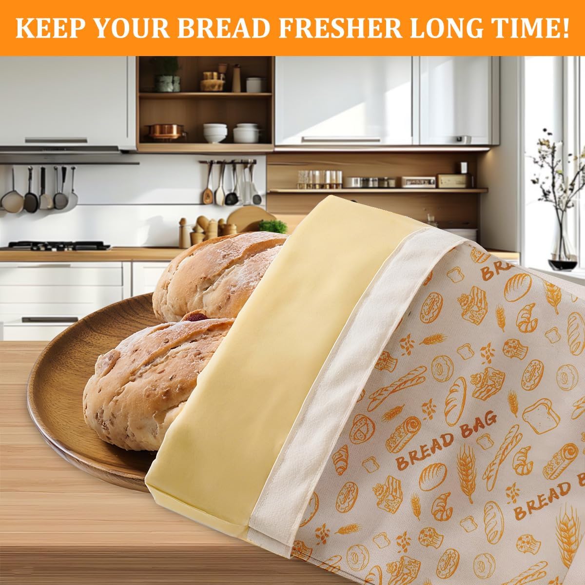 2 Pack Reusable Beeswax Bread Bags for Sourdough,Reusable Cotton Beeswax Bag for Homemade Bread,Freezer-Friendly&Freshness Preservation Storage to Keep Fresh 17x13in