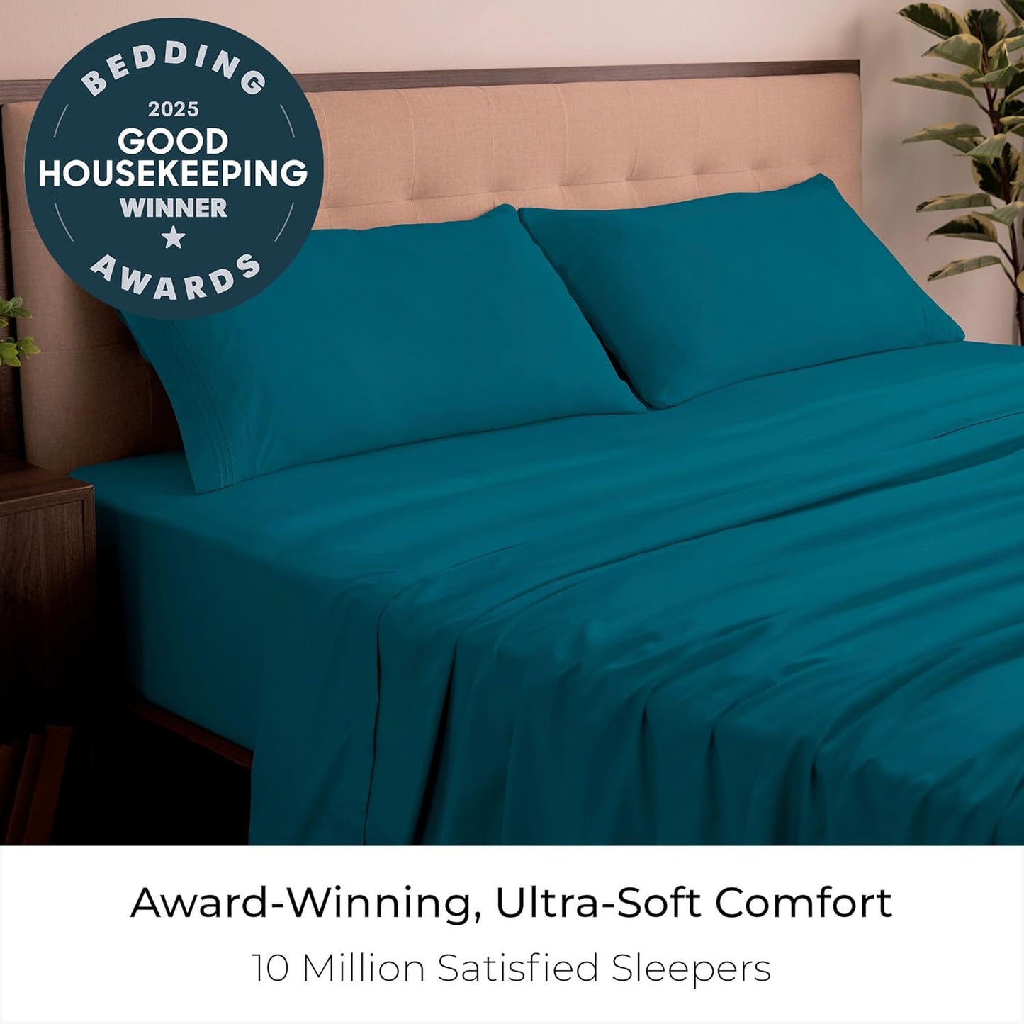 Mellanni California King Sheets Set - 4 PC Iconic Collection Bedding - Hotel Luxury, Extra Soft, Cooling Bed Sheets - Wrinkle, Fade, Stain Resistant (Cal King, Teal)