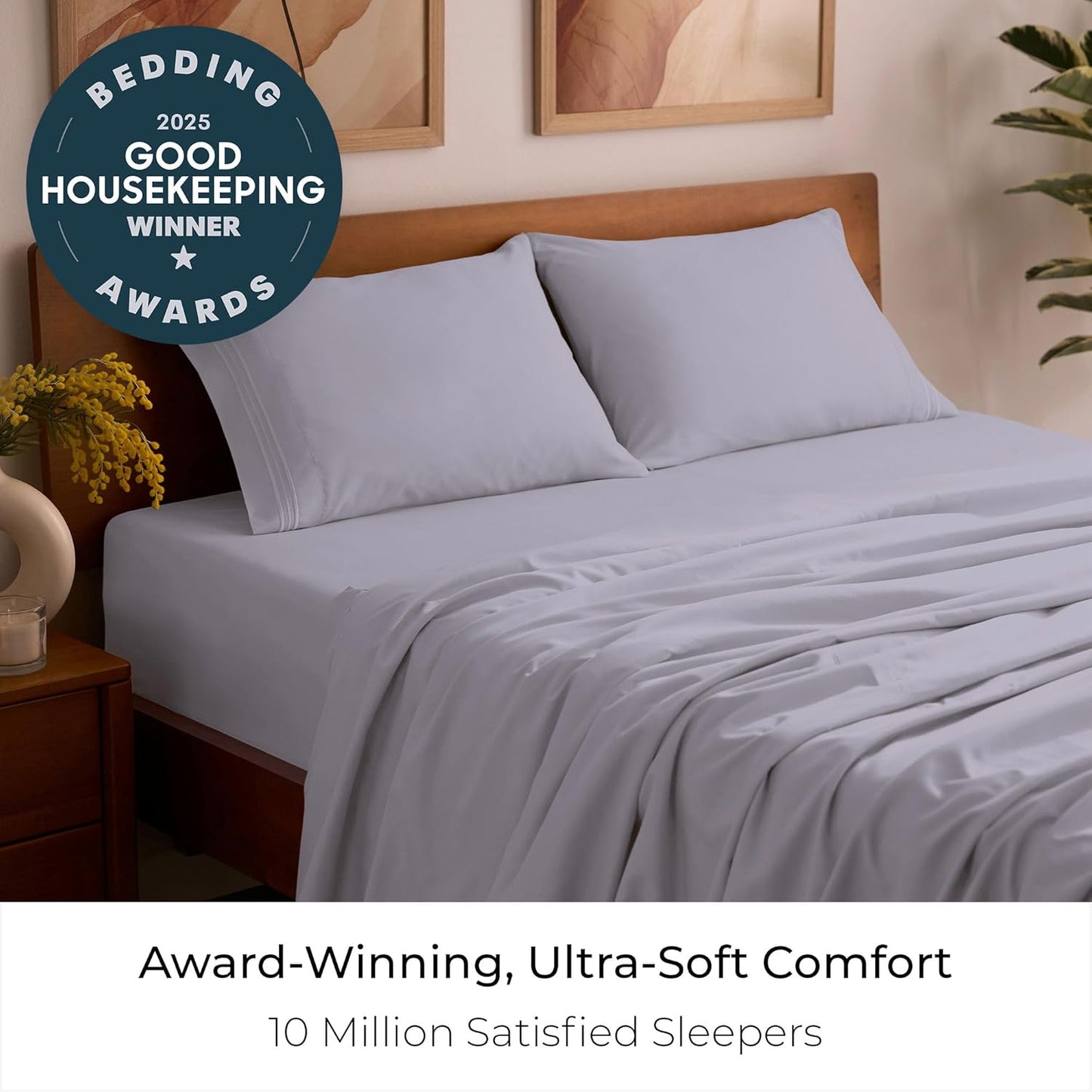 Mellanni Queen Sheets Set - 4 PC Iconic Collection Bedding - Hotel Luxury, Extra Soft, Cooling Bed Sheets - Wrinkle, Fade, Stain Resistant (Queen, Lavender)