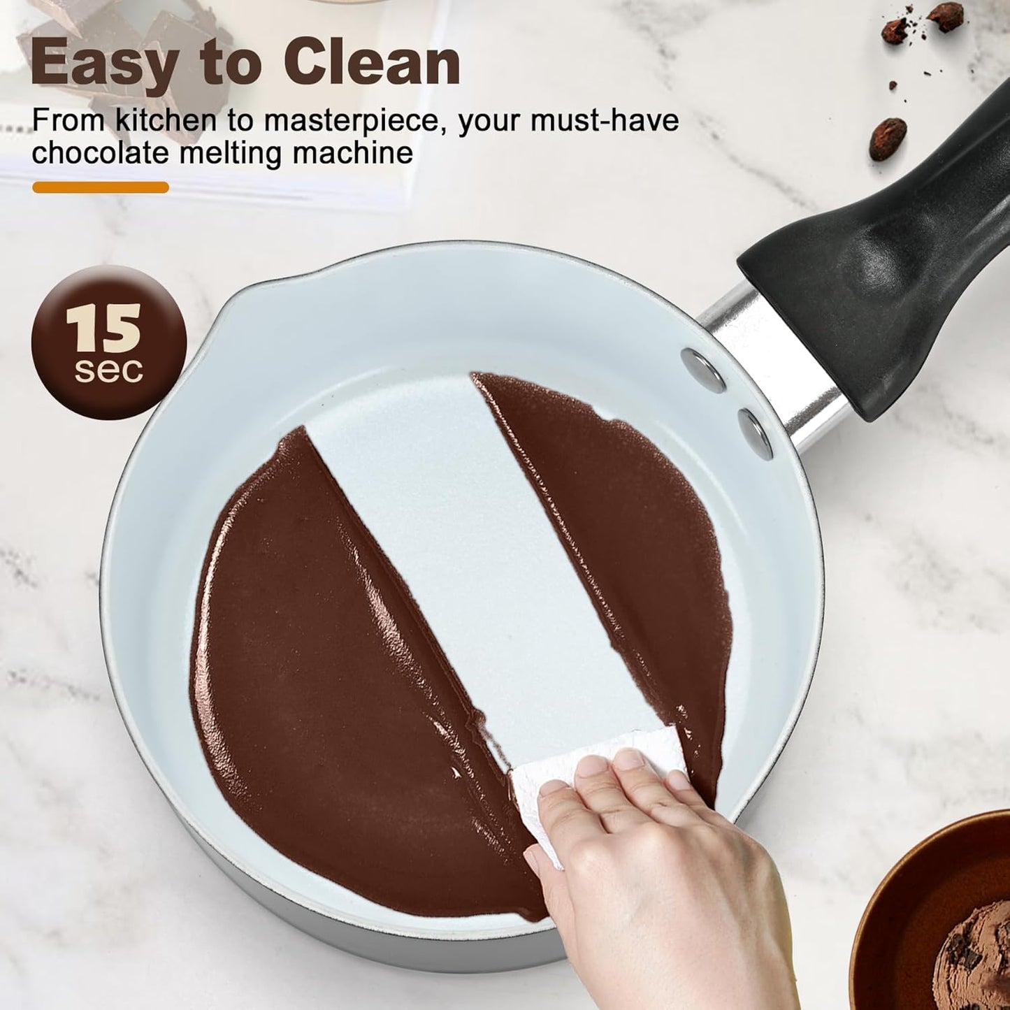 Electric Chocolate Melting Machine, Chocolate Warmers(2x1L Ceramic-Coated Pots, Chocolate Dipping Fork Spoons Set) Fast and Even Melting | PTC Heating| Temp Control, Ideal for Chocolate, Candy, Butter