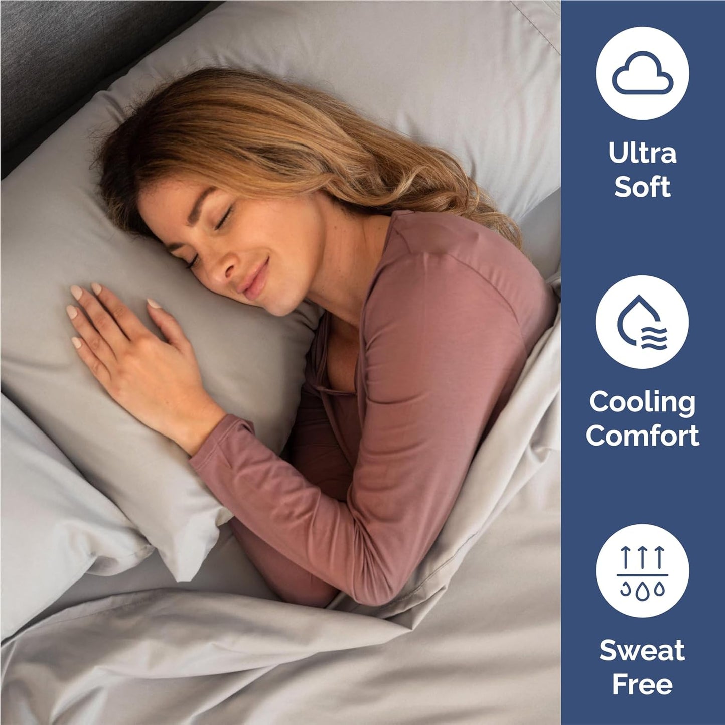 Split King Size 5 Piece Sheet Set - Comfy Breathable & Cooling Bed Sheets Set - Hotel Luxury Bedding for Women, Men, Kids, Teens, Boys & Girls - Deep Pockets and Wrinkle Free - Oeko-Tex - Light Grey