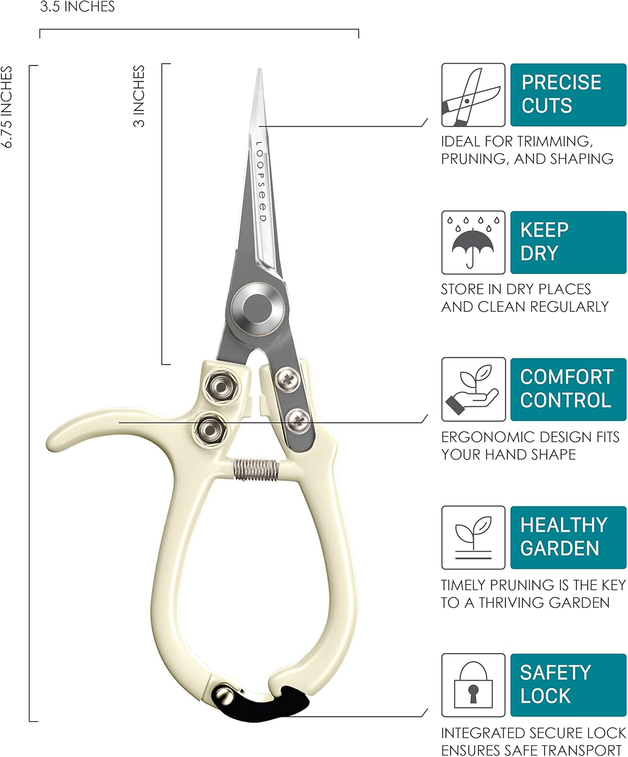 Plant Pruning Shears with Vegan Leather Sheath Garden Trimming Scissors with Belt Holster Bonsai Trimmers Herb Snips Flower Clippers Modern Tools 2 Piece Bundle (Cream Pruner Beige Sheath)