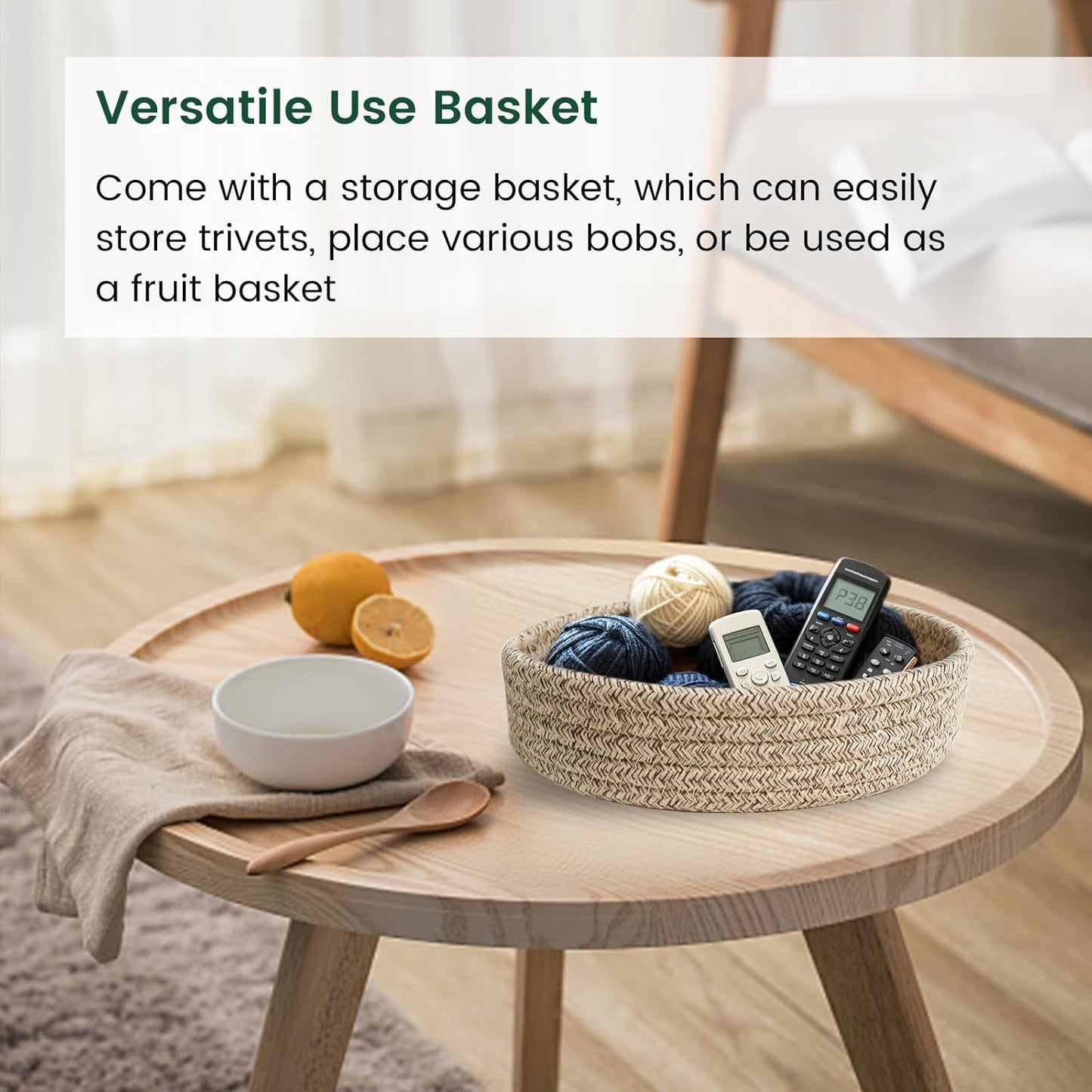 RIOOP 7 Inches Trivets for Hot Dishes, Pots and Pans with Storage Basket, 4 Heat Resistant Large Coaster for Kitchen, Hot Pads Mats for Countertops Table Kitchen Essentials Farmhouse Halloween Decor