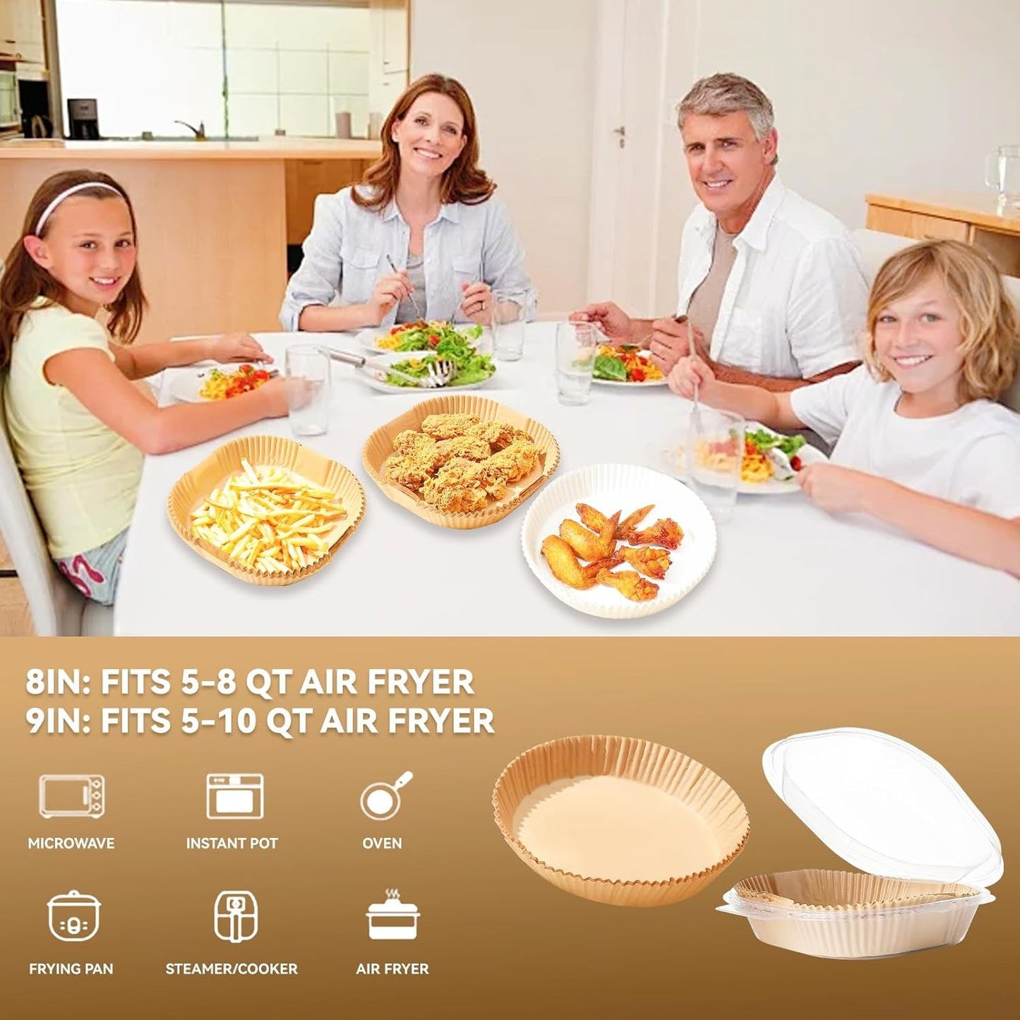 125Pcs 6.5 inch Round Disposable Air Fryer Parchment Liners-Non-Stick Parchment Sheets for Air Fryer Basket Microwave – Oil-proof, Water-proof, Effortless Cleanup for Baking