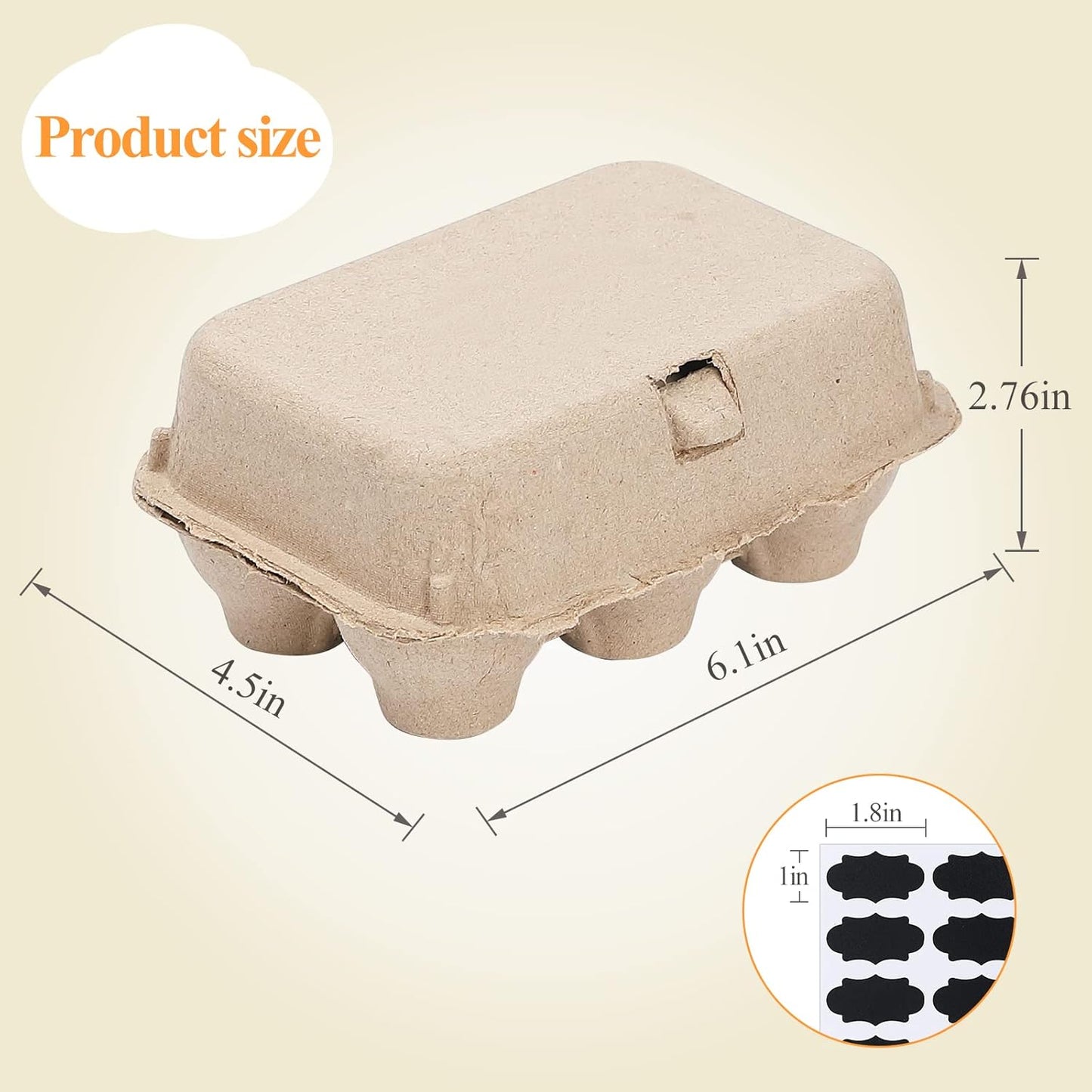 Paper Egg Cartons for Chicken Eggs, 36 Pieces Pulp Fiber Half Dozen Egg Cartons Bulk 6 Count Egg Storage Containers Holder for Family Farm Market Fridge Storing Chicken Eggs