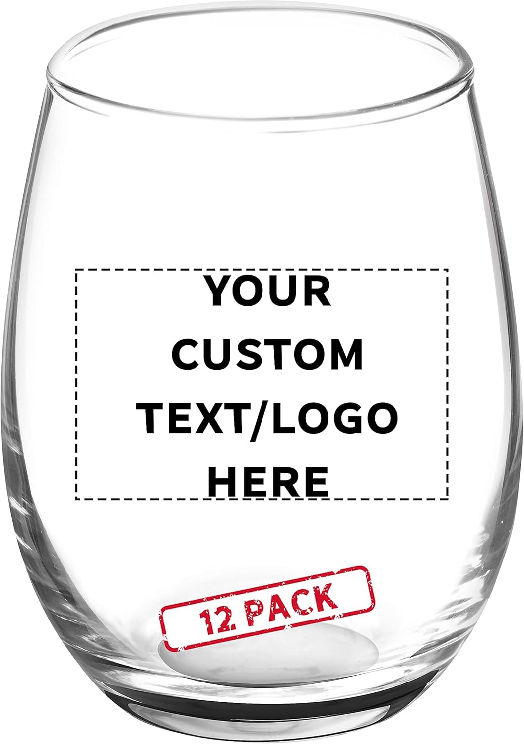 Custom Stemless Wine Glasses by ARC 5.5 oz. Set of 12, Personalized Bulk Pack - Perfect for Hotel, Bar, Restaurant or Lounge - Black