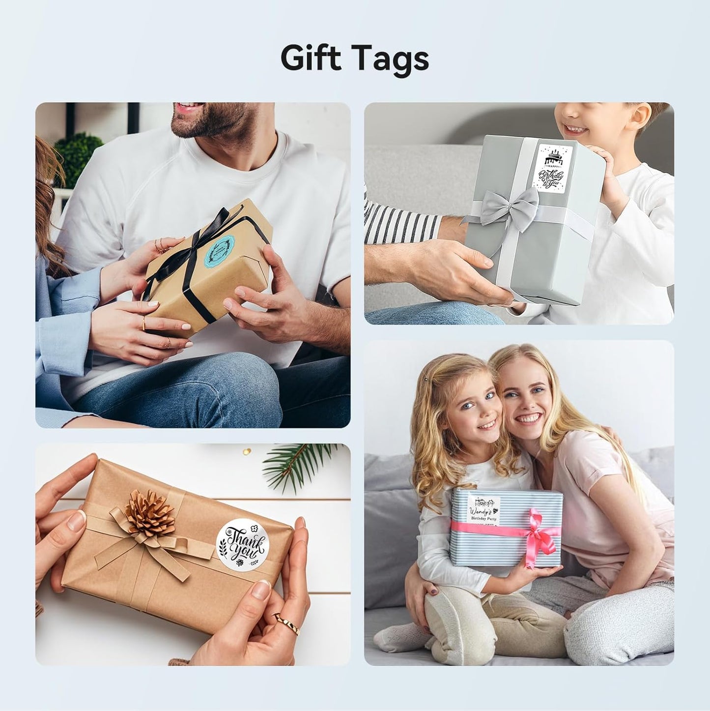 NIIMBOT B1 Label Maker Machine with Tape, 2 Inch Portable Sticker Printer for Home School & Small Business, Compatible with Phones & PC, Blue White