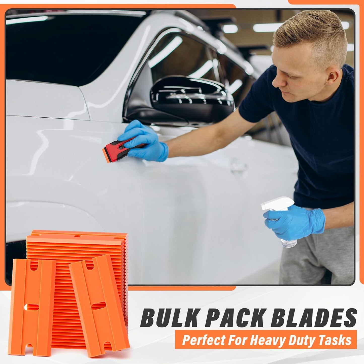 DIYSELF 300 Pack Plastic Razor Blades - Blade Replacement for Plastic Razor Blade Scraper - Plastic Blades for Floors, Glass, Metal - Stains and Adhesives Romovel