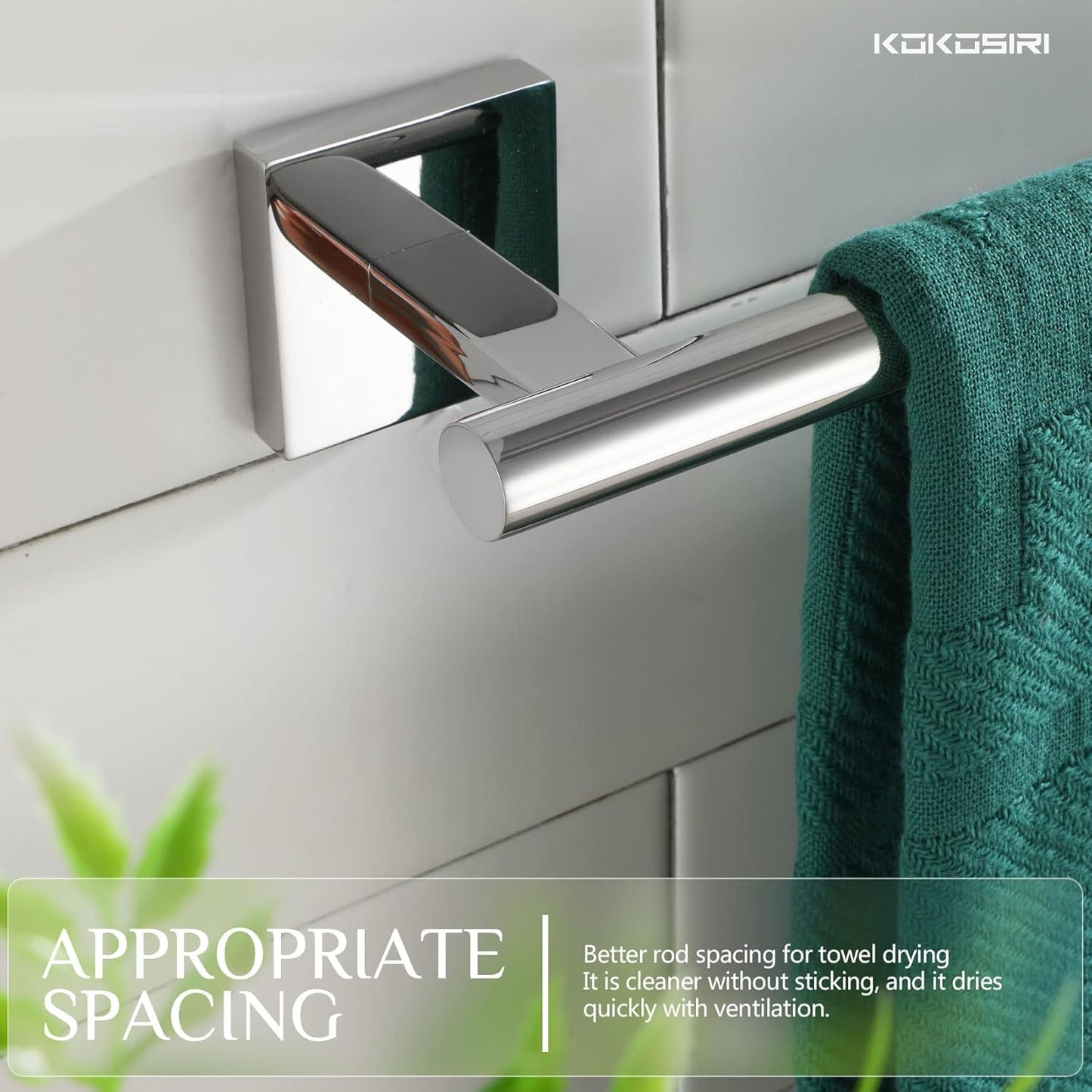 KOKOSIRI Hand Towel Bar 12 Inch Bathroom Towel Holder for Bath Kitchen Toilet Cabinet Chrome Stainless Steel B4005CH-L12