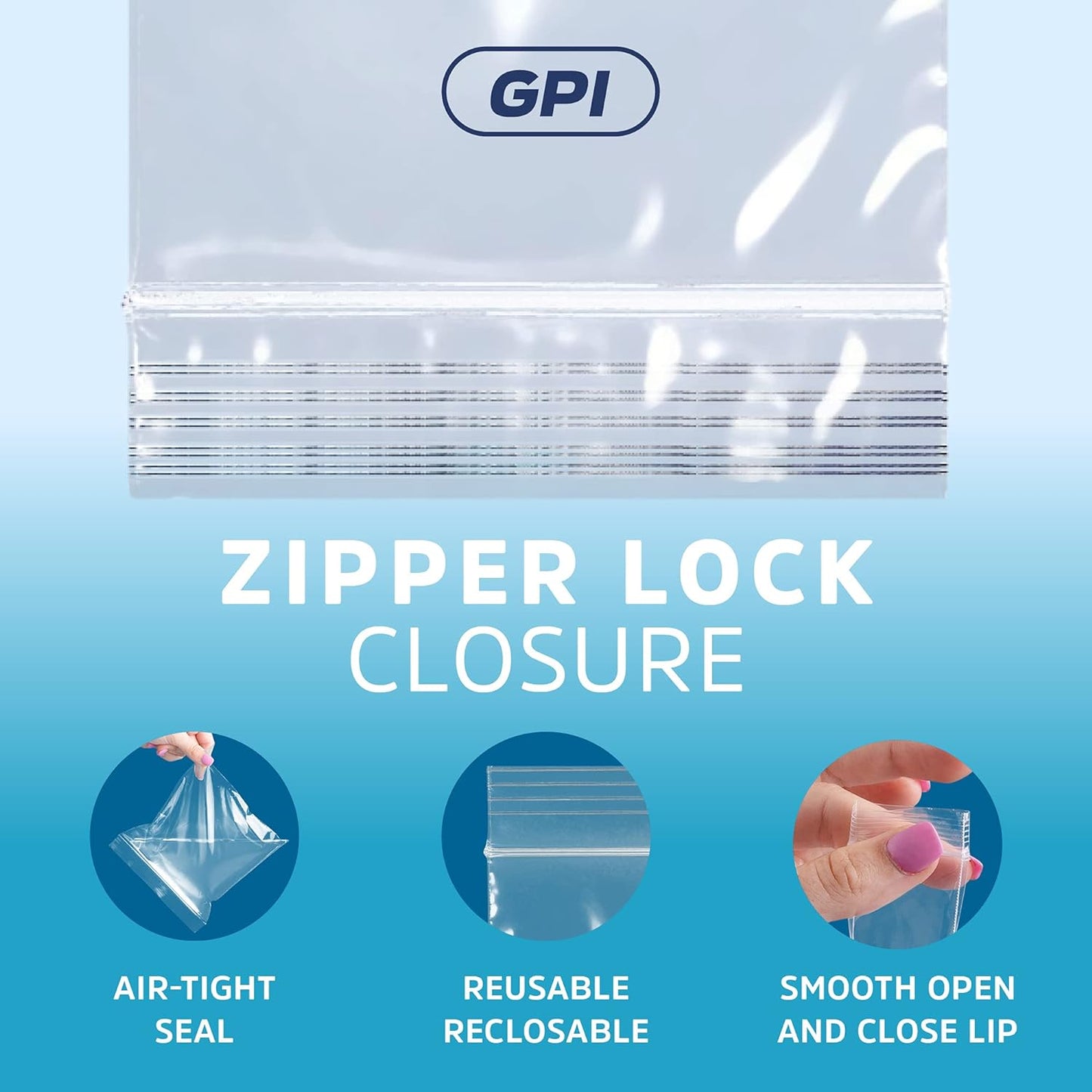 GPI Pack of 100 13" X 18" Clear Plastic Reclosable Zip Bag - Bulk 2 Mil Thick Strong & Durable Poly Baggies with Resealable Zip Top Lock for Travel, Storage, Packaging & Shipping.