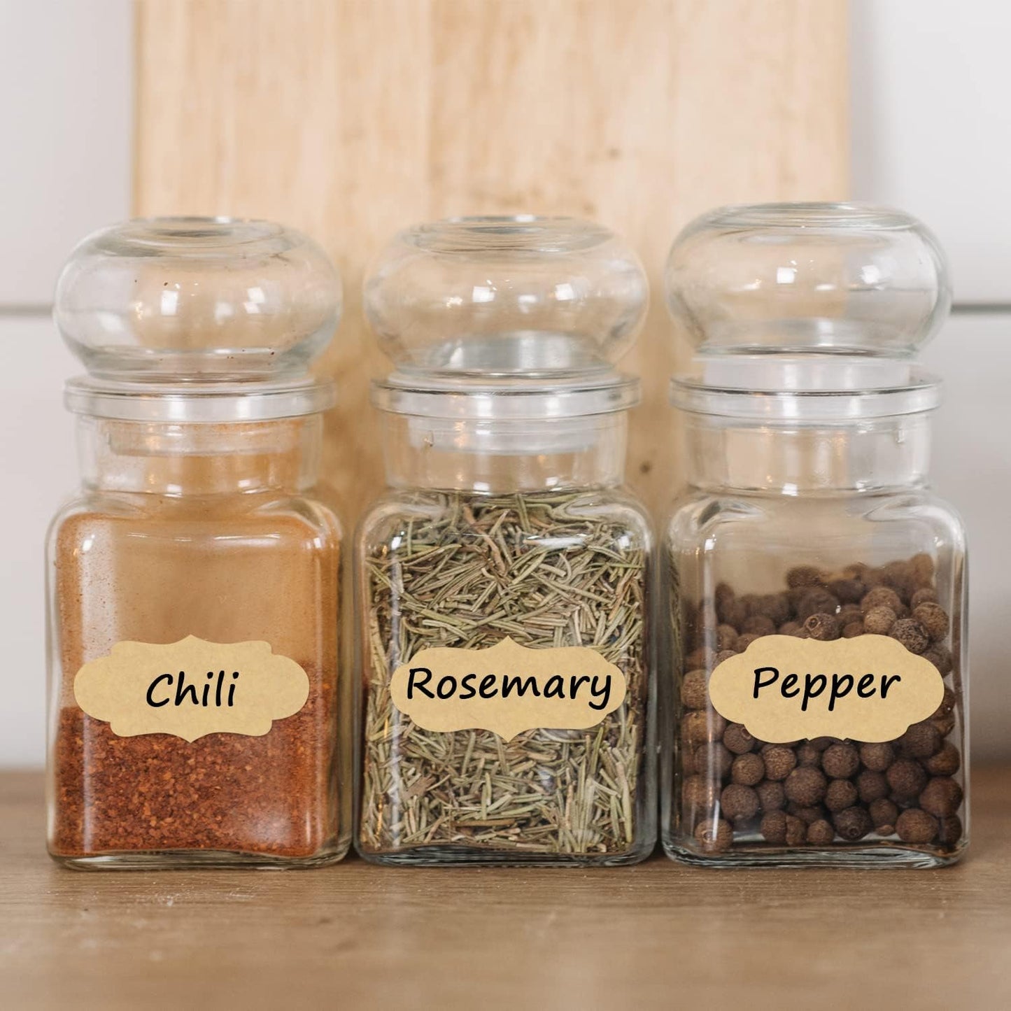 Wisdompro Fancy Shape Kraft Label Stickers, Self Adhesive Gift Tag Stickers Blank Writable Labels for Essential Oil Bottles, Jars, Food Containers (192 Pcs, Large)