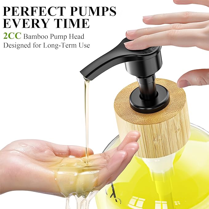 Cisily Dish Soap Dispenser Set with 2 Pack 16.9oz Clear Glass Bottle, Dish Soap Dispensers, Vintage Hand and Dish Soap Dispensers Set