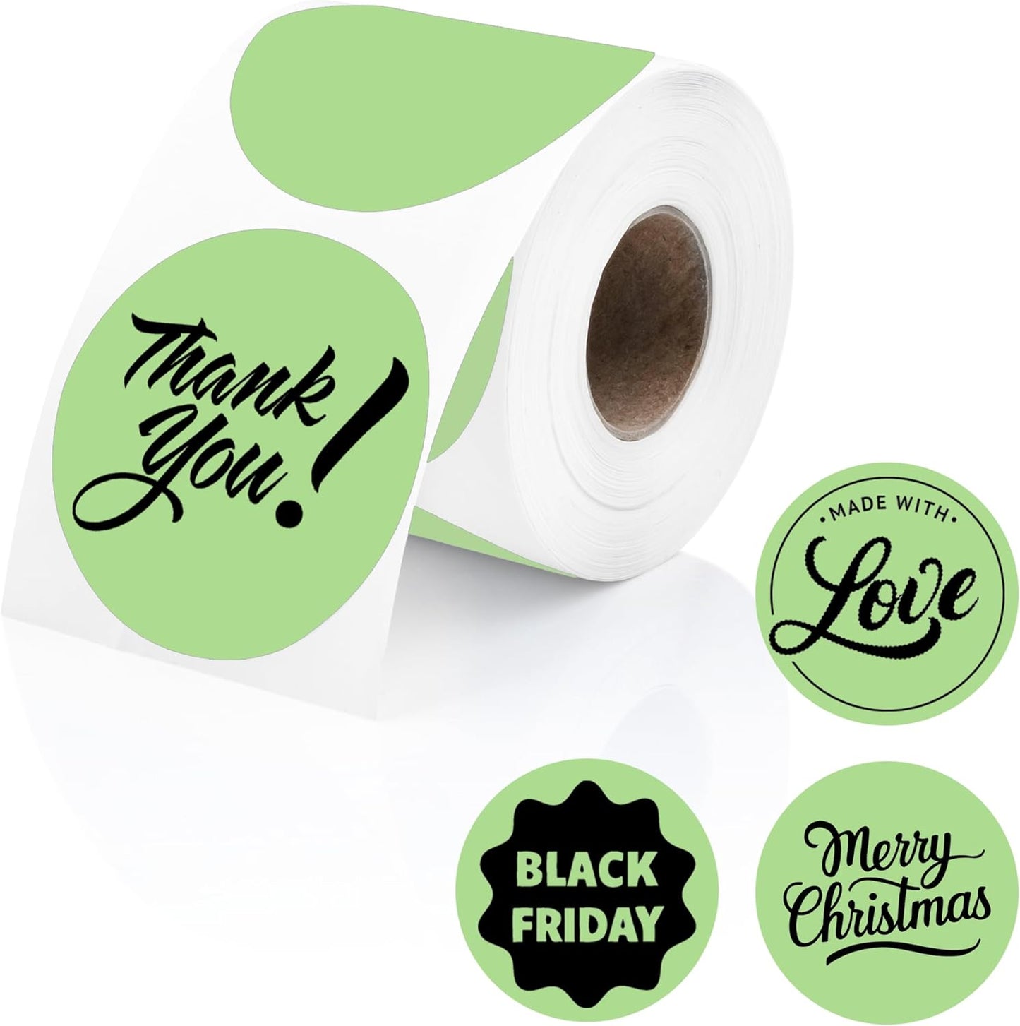 Perco Green 2-Inch Perforated Circle Dot Thermal Sticker Labels — 300 Stickers/Roll, Direct Thermal Printer Compatible—with Permanent Adhesive for Organizing, Color Coding, Bin Labeling—Made in USA