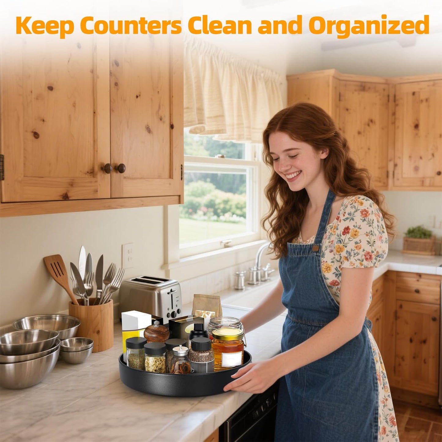 Metal Lazy Susan Organizer, 10 Inch Anti-Rust Turntable for Cabinet, Kitchen, Dining Table, Bathroom – Rotating Spice Rack, Spinner Storage, Round Carousel Organizer for Countertop Black