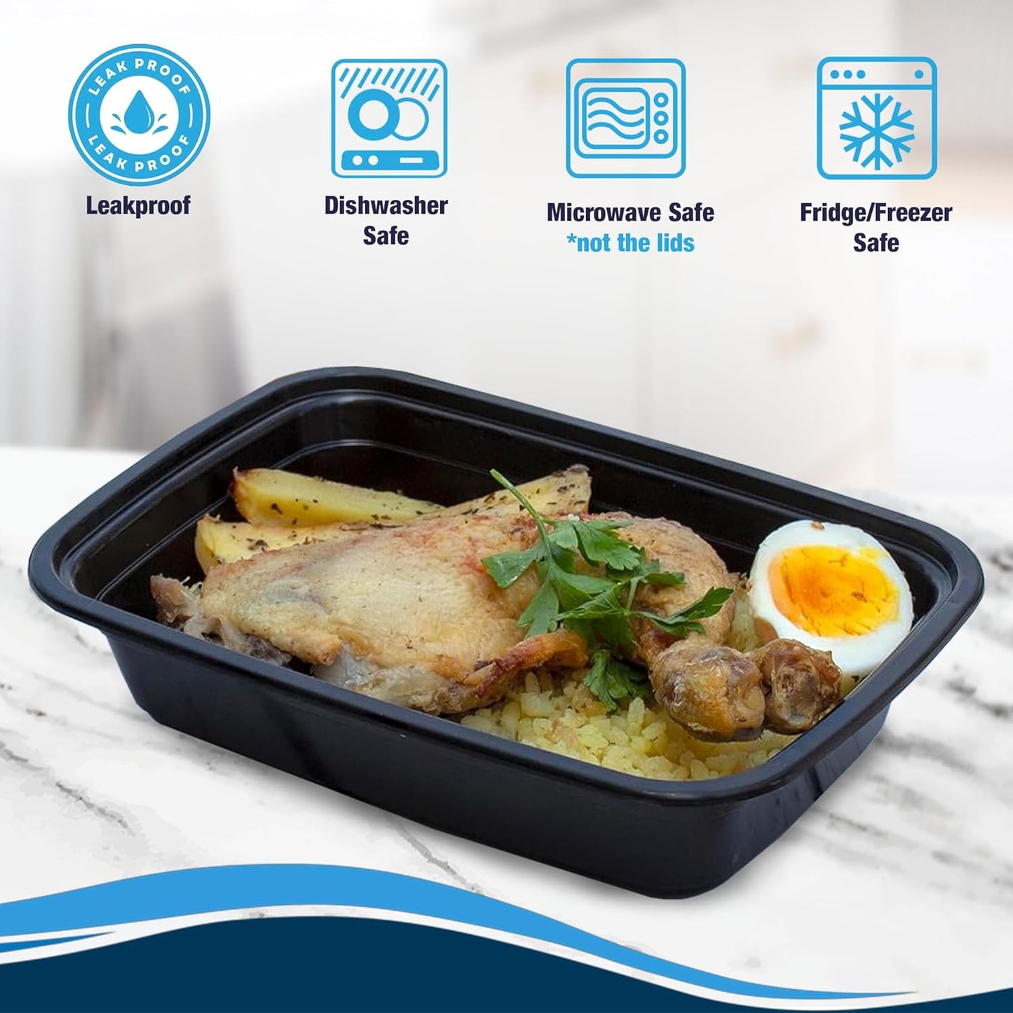 Ruthy's Outlet Meal Prep Containers W/Lids -Square Food Storage – BPA-Free| Stackable | Microwave | Freezer & Dishwasher Safe | Reusable Lunch Bento Box Portion Control & Planning (50 Pack, 16 oz)