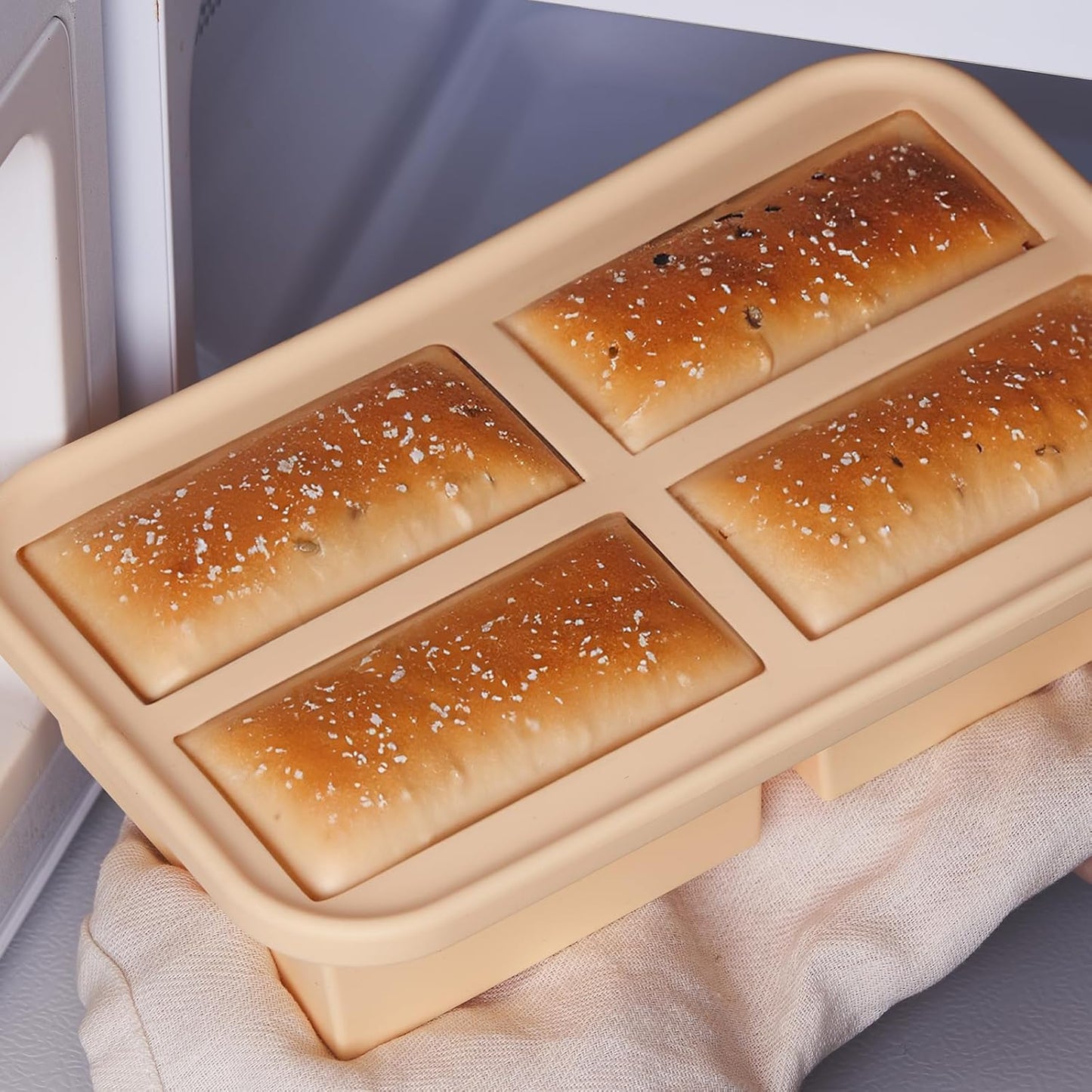 Super Ice Cube Tray 1 Cup X 4 Portions Big Silicone Freezing Mold with Lid, for Soup&Meal, Prep Food Leftovers Freezer Storage Container, 2Pack