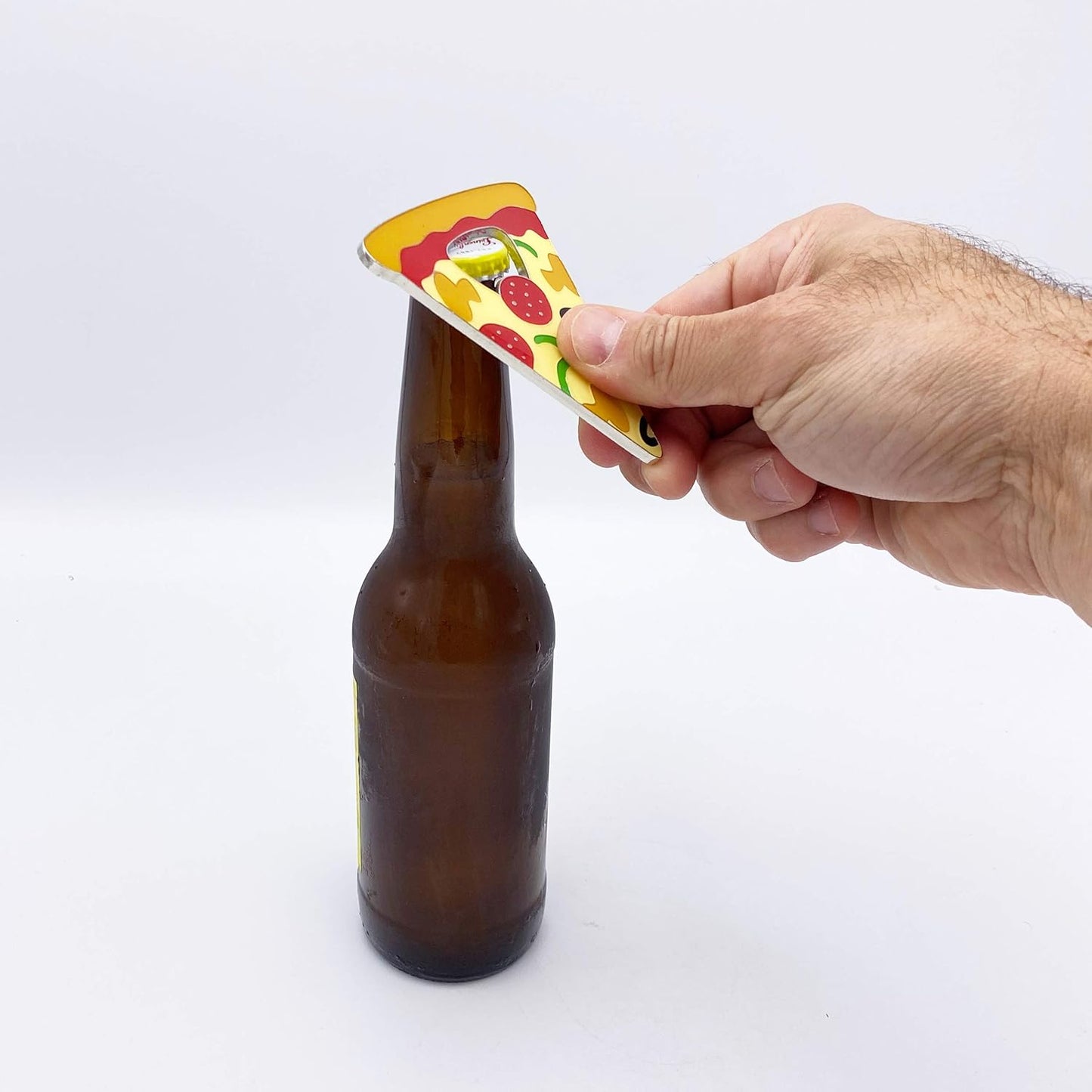 Island Dogs Pizza Shaped Bottle Opener - Stainless Steel, Novelty Design, Perfect for Pizza Lovers, Tailgates, Funny Kitchen Gadget Collectors, White Elephant Gifts