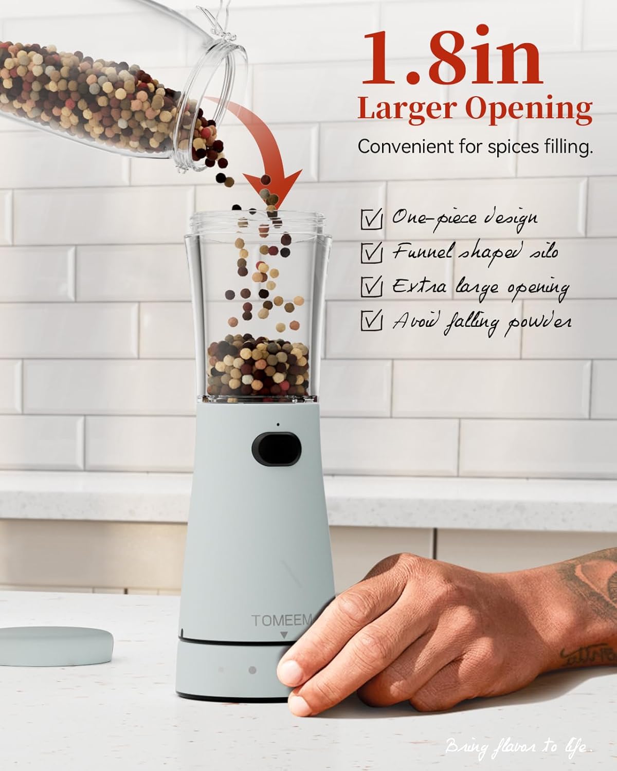 Electric Salt and Pepper Grinder Set with Storage Base, Stainless Steel Rechargeable Salt and Pepper Grinder Set with 4.5 oz Large Capacity, 1.8" Wide Mouth, Adjustable Coarseness, Ideal for Kitchen