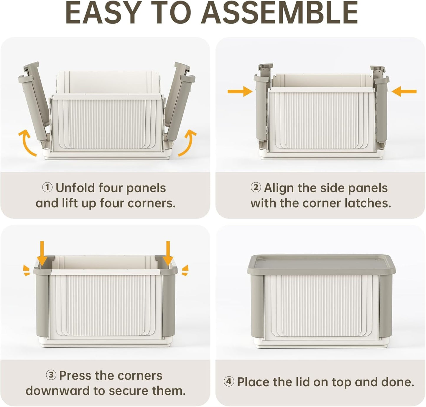 HAIXIN Collapsible Storage Bin with Lid - 62.8 QT Foldable Closet Organizers Stackable Storage Box Plastic Storage Container for Home Garage Office, 1 Pack