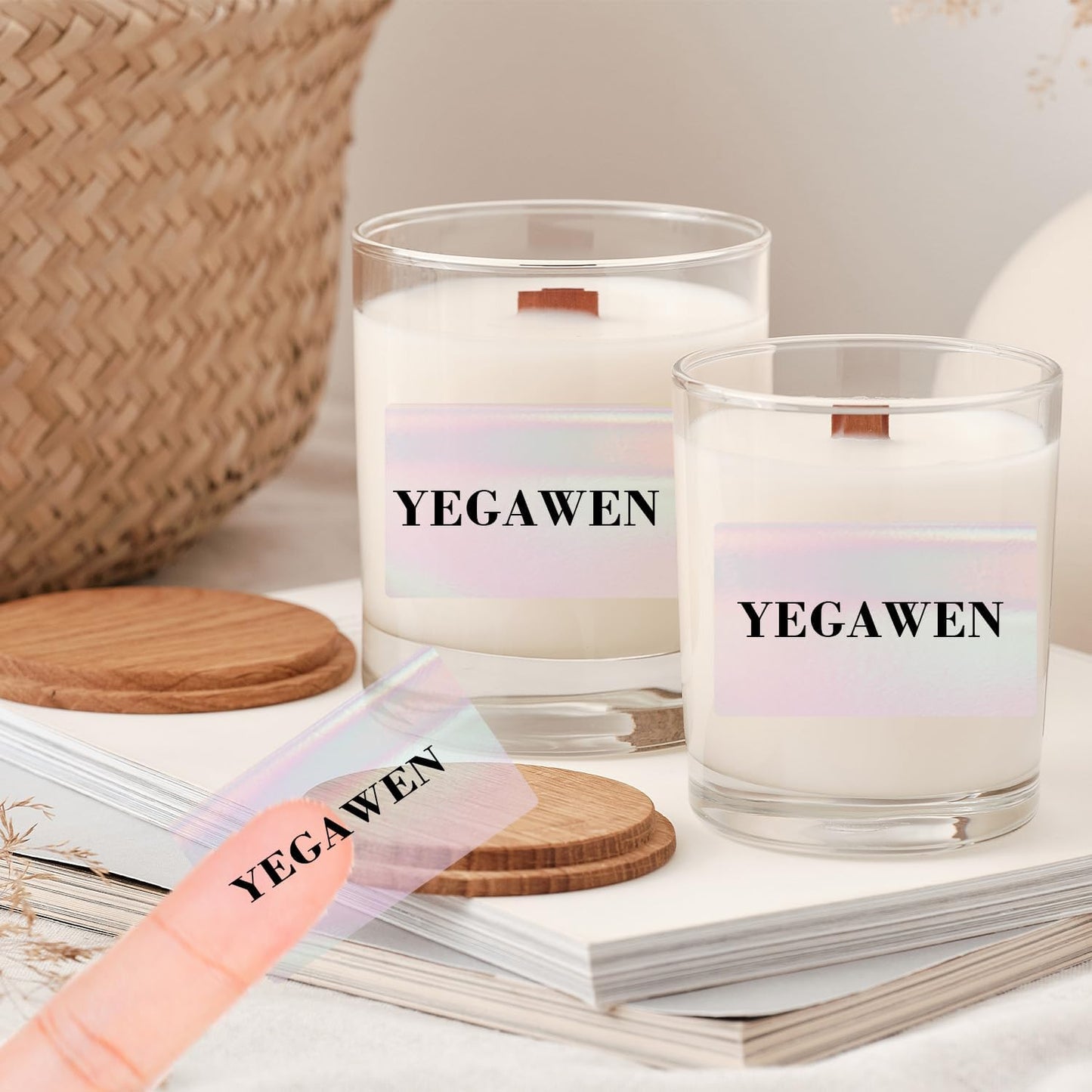 3x2 Inch Transparent Thermal Labels Stickers, Holographic Transparent Pink Direct Thermal Labels, Self-Adhesive Clear Waterproof Stickers for Logo Design- 200 Sheets