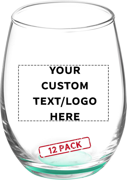 Custom Stemless Wine Glasses by ARC 5.5 oz. Set of 12, Personalized Bulk Pack - Perfect for Hotel, Bar, Restaurant or Lounge - Green