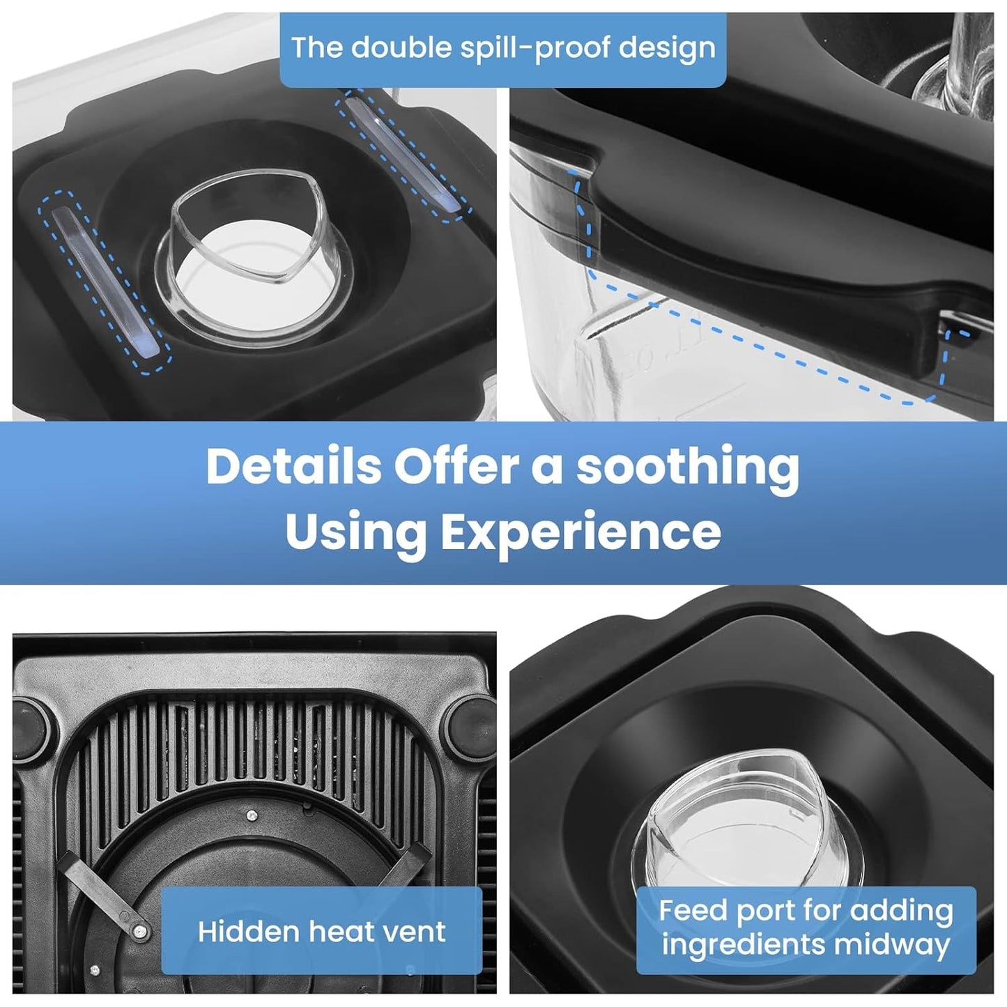 SYBO Commercial Professional Blender With Quiet Shield, Easy to Clean, Dishwasher safe, Heavy-Duty 1400W High-Speed 28000RPM, 48oz/1.5pt, for Juice, Ice Shakes, Smoothies, Frozen Dessert