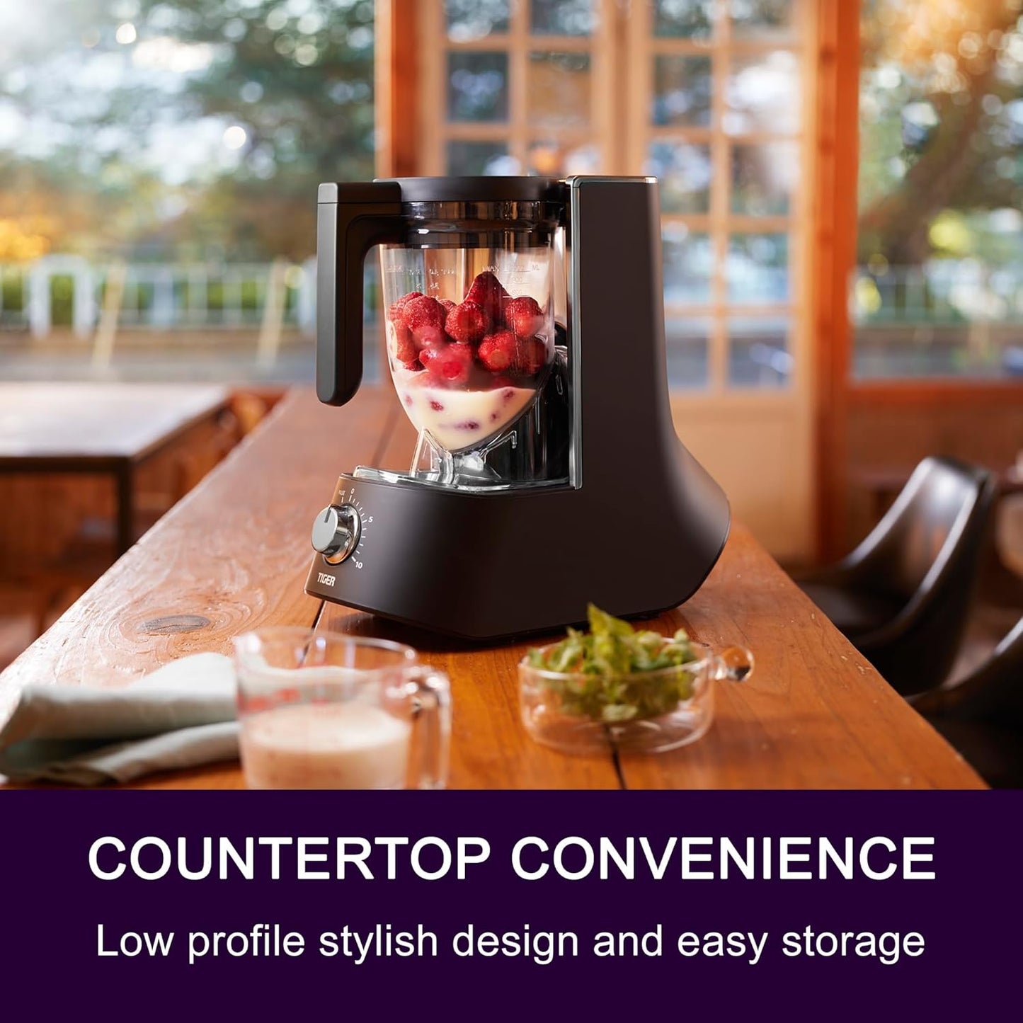 Tiger Smoothie Blender - Japanese Smoothie Maker for Smoothies, Crushed Ice, Milkshakes, Soups, Purees, Sauces, Matcha with Degree Diagonal-Blade Food Processor