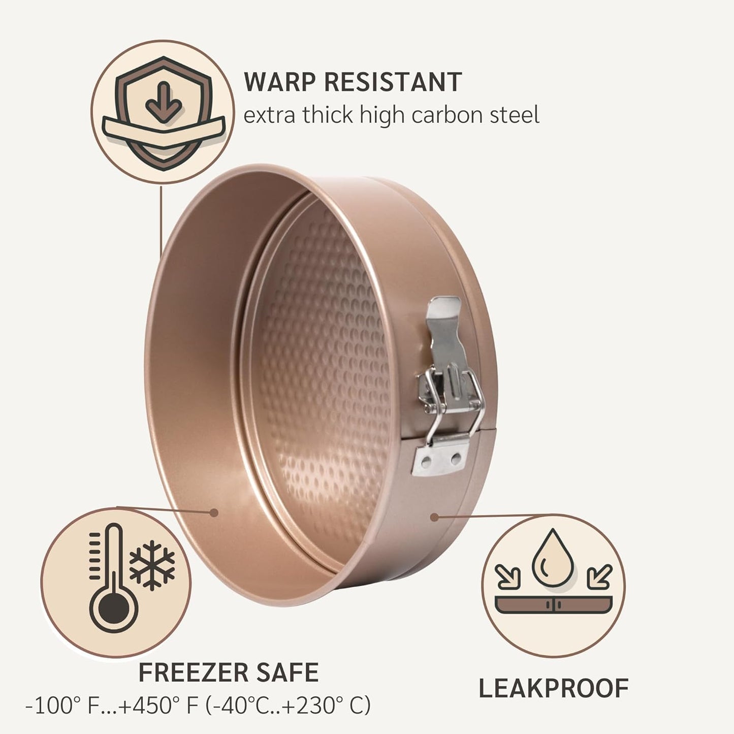 Nonstick 8 Inch Springform Cheesecake Pan | PFOA & BPA Free Non Toxic Spring Form Cake Mold | Best Nontoxic Non Stick Springform Pans for Baking | Leakproof Cake Tin