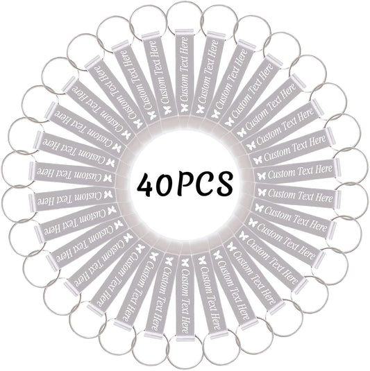 40PCS Personalized Bottle Opener Keychain Bulk Custom Beer Bottle Opener with Logo Text Engraved Wedding Bottle Opener Favors Customized Gifts for Guests Baby Shower Birthday Party-Silver