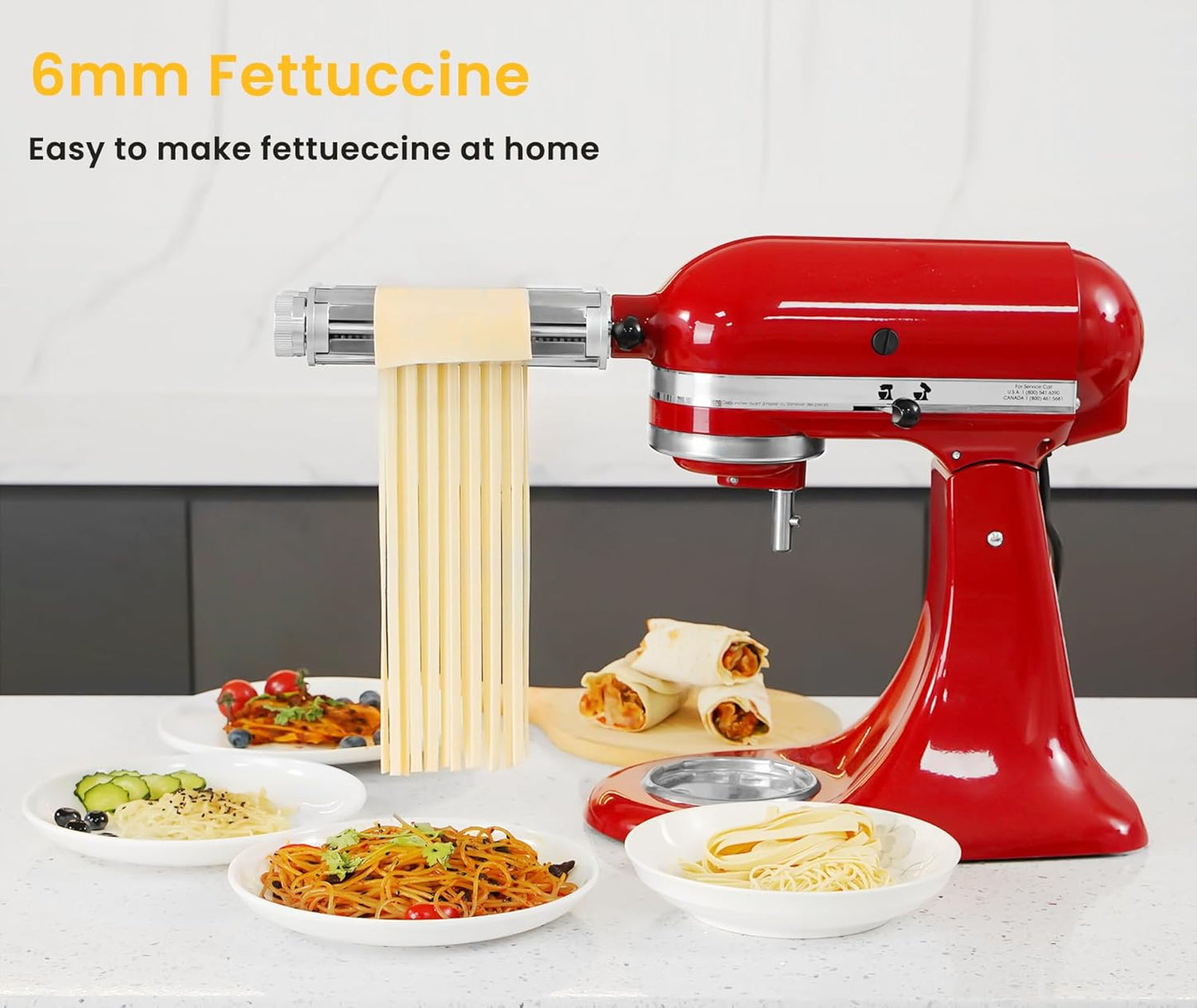 Pasta Roller Noodle Cutters Attachment for KitchenAid Mixers, Pasta Maker Attachment Set Included Dough Sheet Roller, Spaghetti and Fettuccine Cutters Maker Accessories