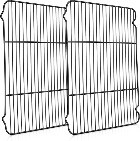 P&P CHEF Cooling Baking Rack Pack of 2, Stainless Steel Cooling Racks for Cooking Baking Roasting Grilling Drying, Dense Wires & Smooth Edge, Easy to clean, Black, 16.6" x 11.5"