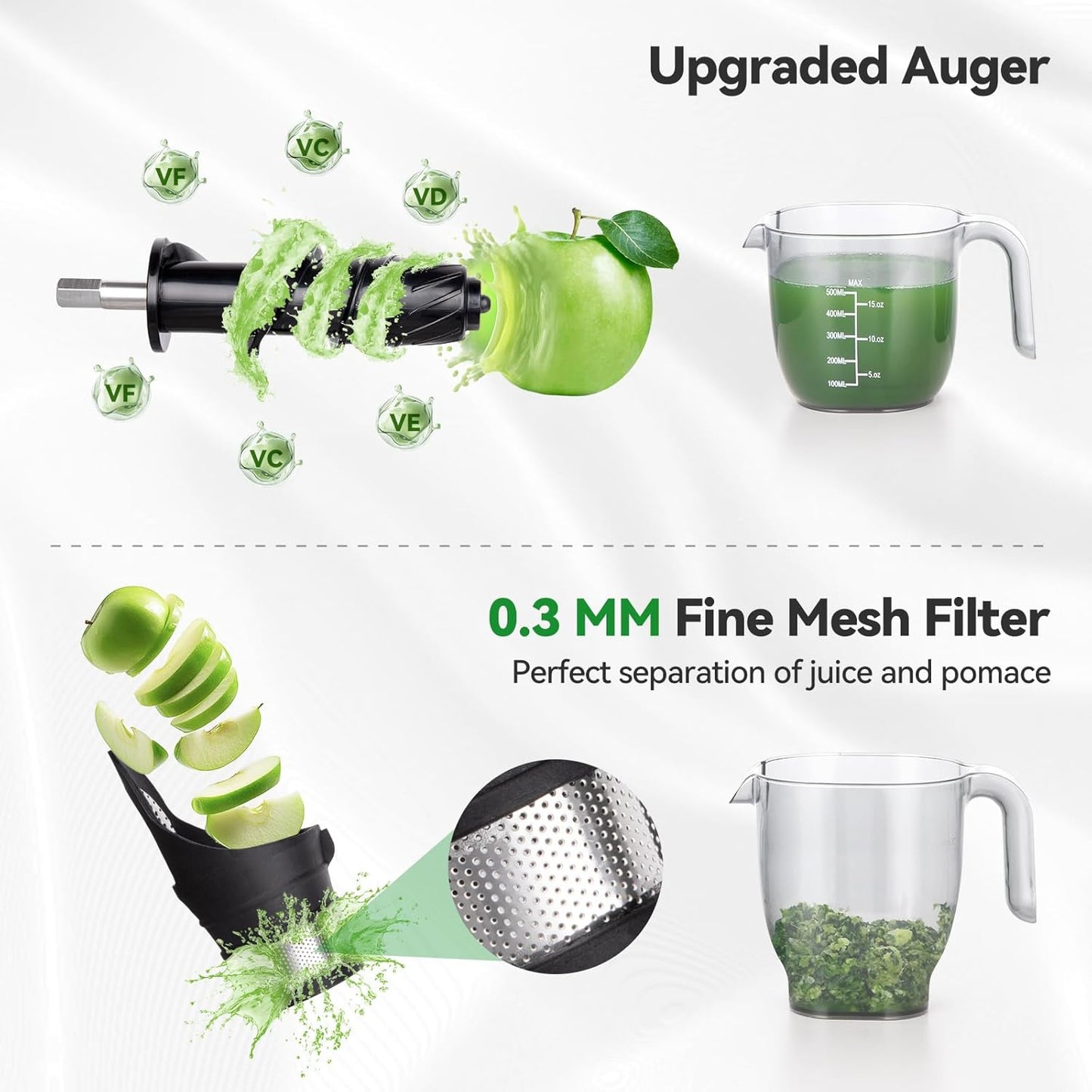 Juicer Machines,ORMEO HOME Cold Press Juicer with 3.60"Large Feed Chute For Vegetable and Fruit,Slow Masticating Juicers Easy to Clean,Quiet Motor,BPA-Free,High Juice Yield(Updated)