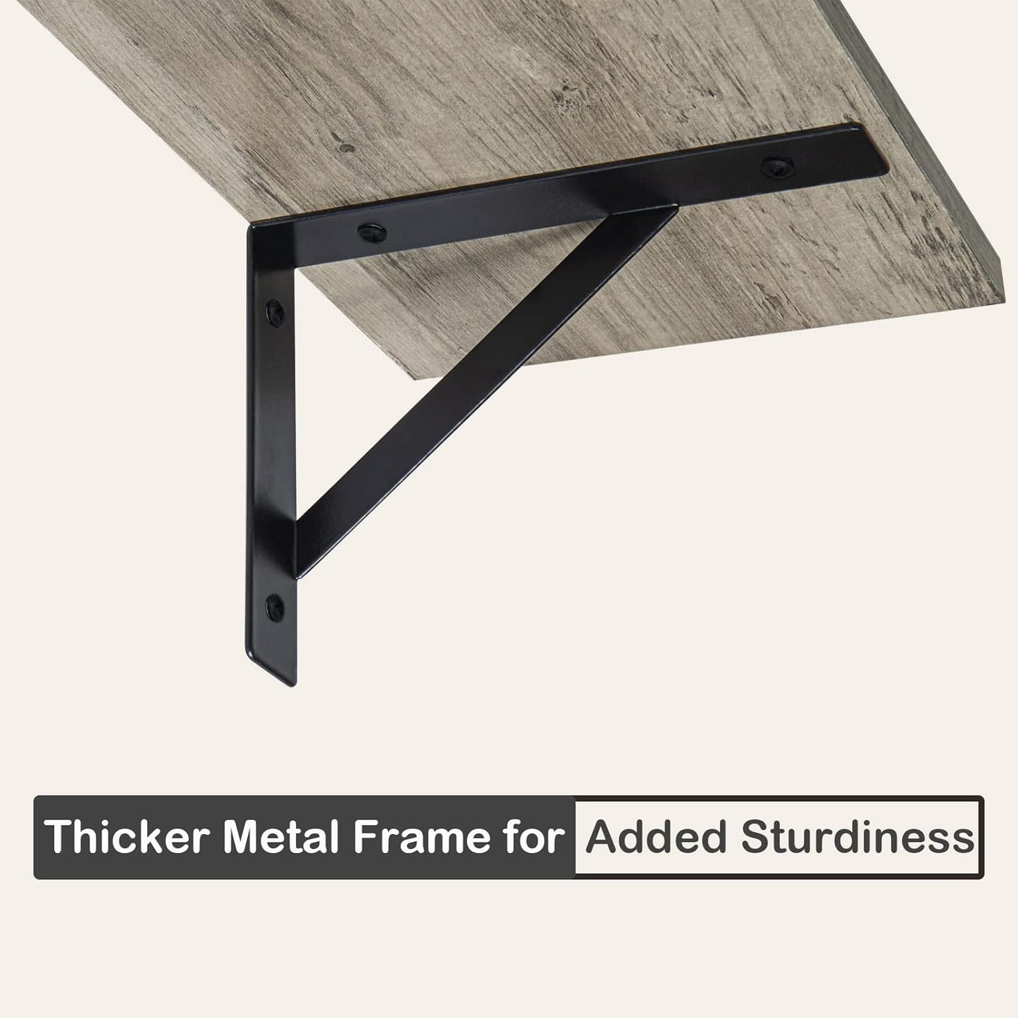 DINZI LVJ Long Shelf, 31.5 Inch Large Wall Mounted Shelves Set of 2, Easy-to-Install, Display Ledges with Sturdy Metal Brackets for Living Room, Bathroom, Bedroom, Kitchen, Laundry Room, Gray Wash