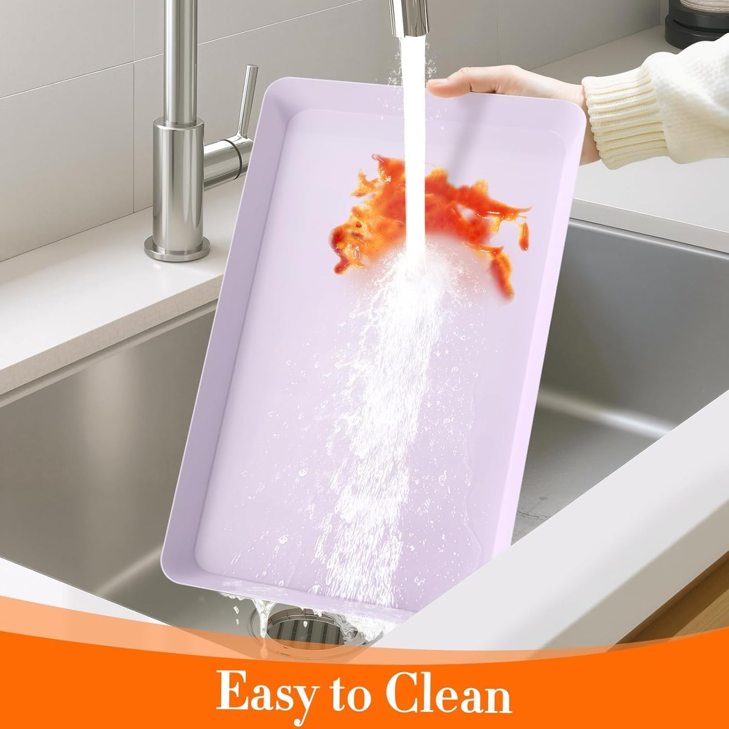 WOWBOX 4 pcs Serving Tray for Entertaining, Serving Platters for Snacks, Fruit, Cookies, Dessert, Reusable Plastic Trays for Serving Food and Pantry Organization in Kitchen & for Parties, (Purple)