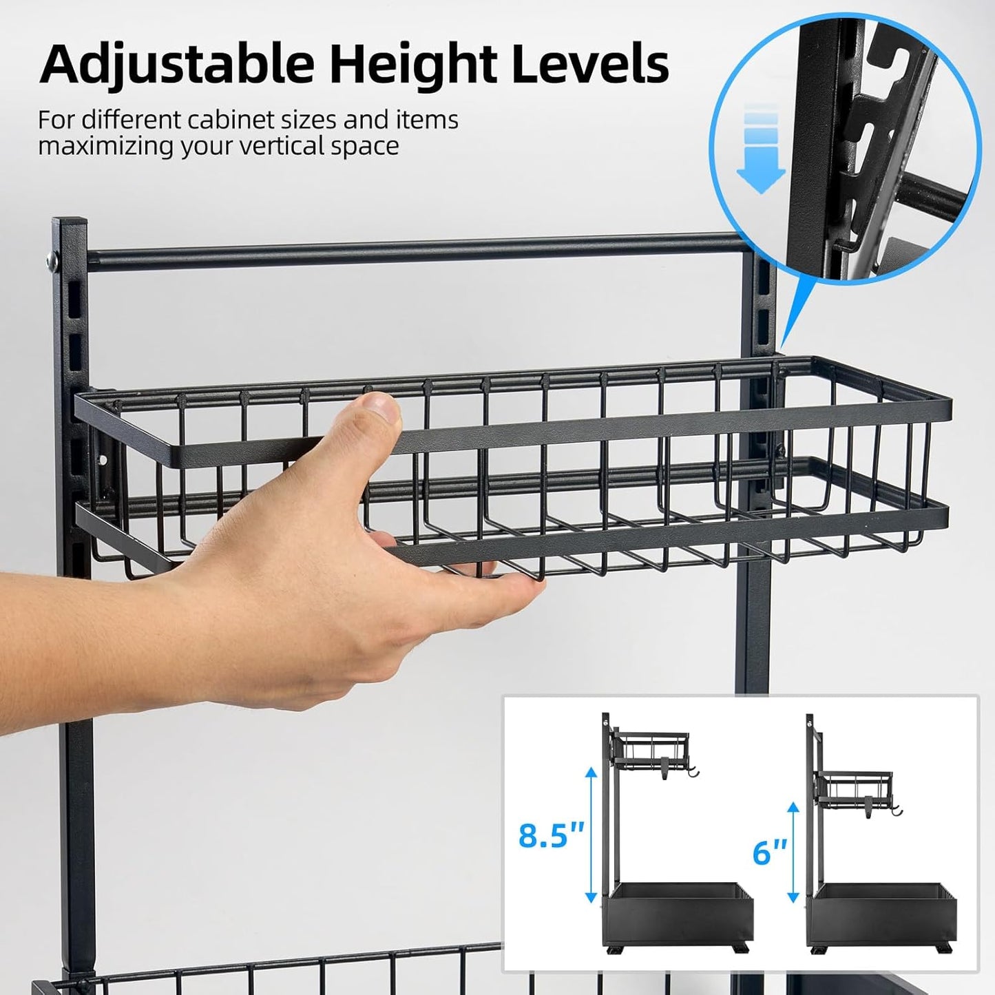 Under Sink Organizer and Storage Shelves With Sliding Drawe, 2 Tier Pull Out Sink Organizers And Storage, Metal Sliding Drawer for Kitchen Bathroom Pantry Cabinet Closet Organization Rack, Black