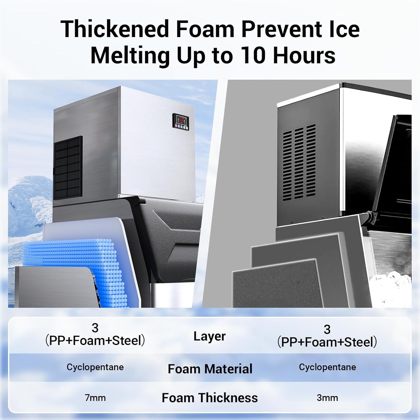 600LBS/24H Commercial Ice Machine Maker, 420LBS Capacity Large Industrial Ice Maker, Clear Ice Cubes Ready in 5-15min, Micron Water Purification Filter 99% impurities, for Cafe, Bar